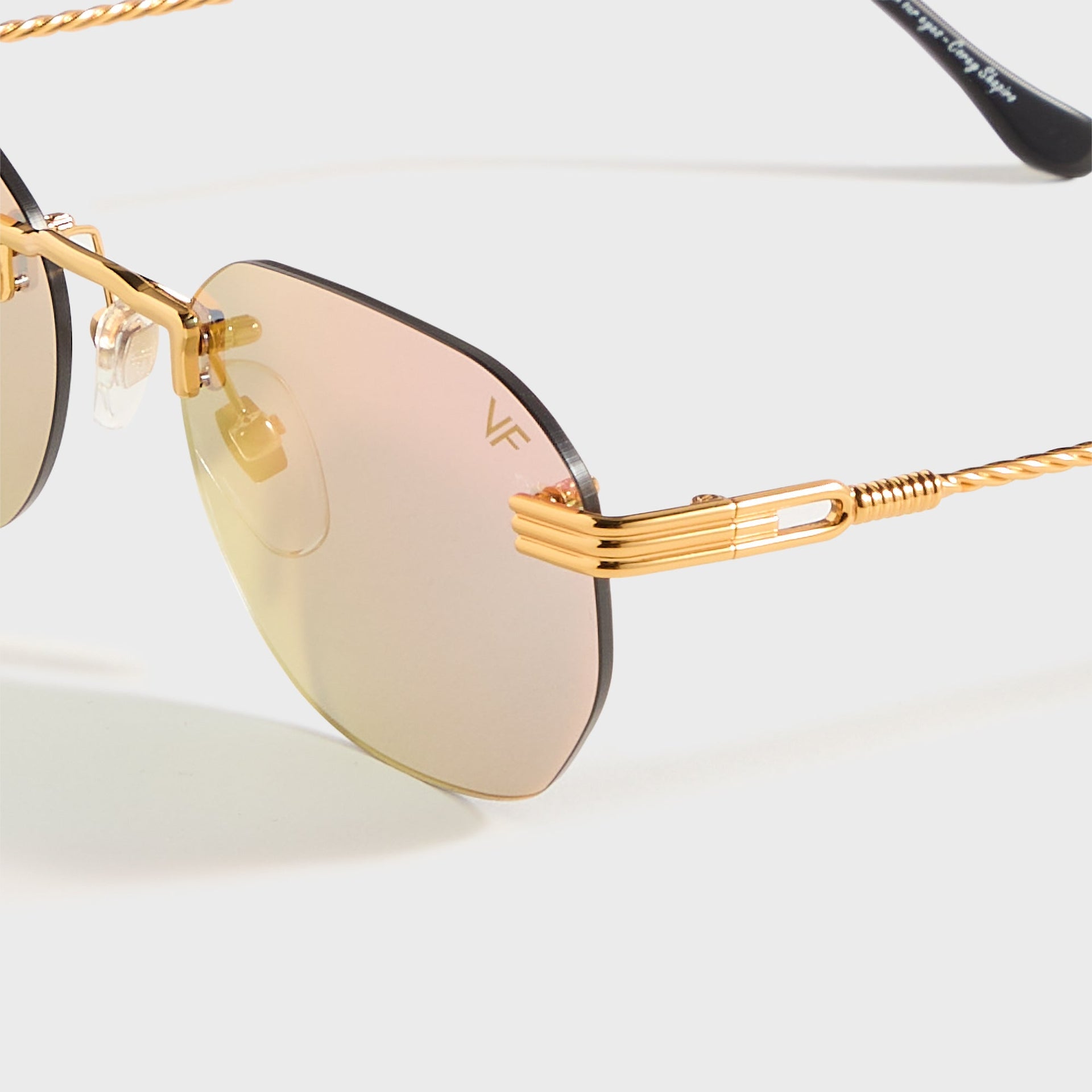 Vintage Frames Detroit Player Rimless Drill Mount 24KT in Gold / Smoke Solid Flash Red