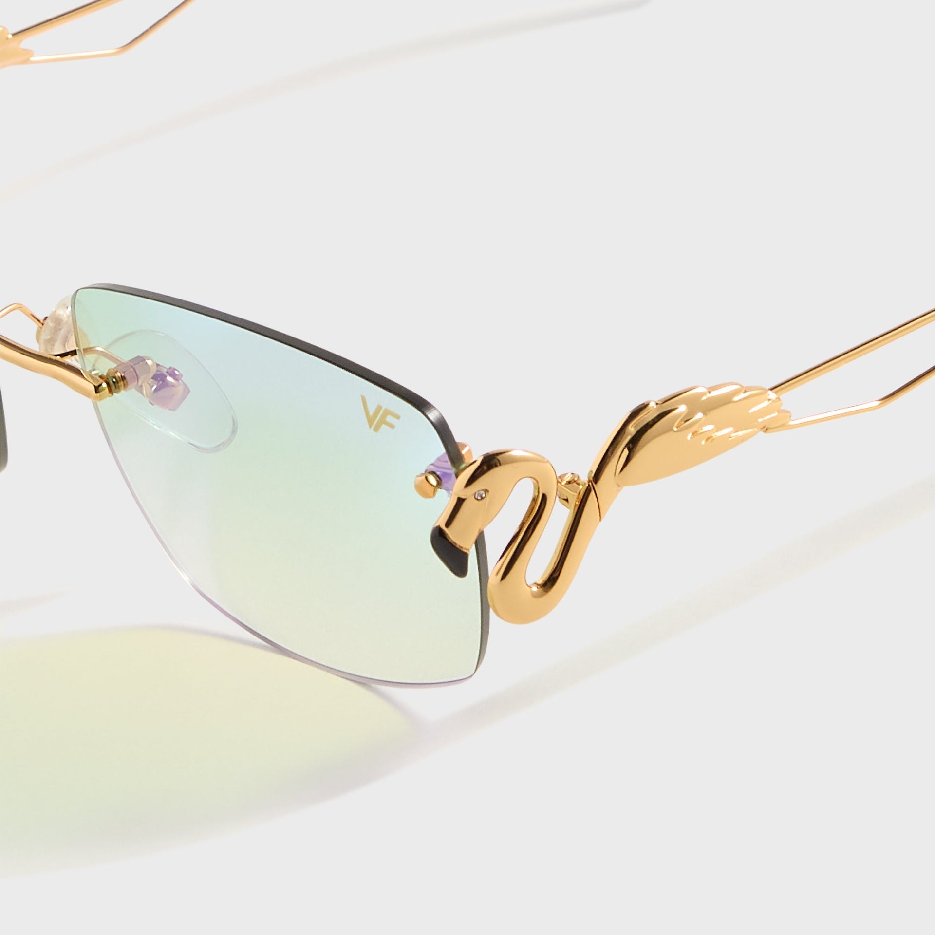 Vintage Frames Flamingo 24KT in Yellow Gold / Powder Green Flash Purple