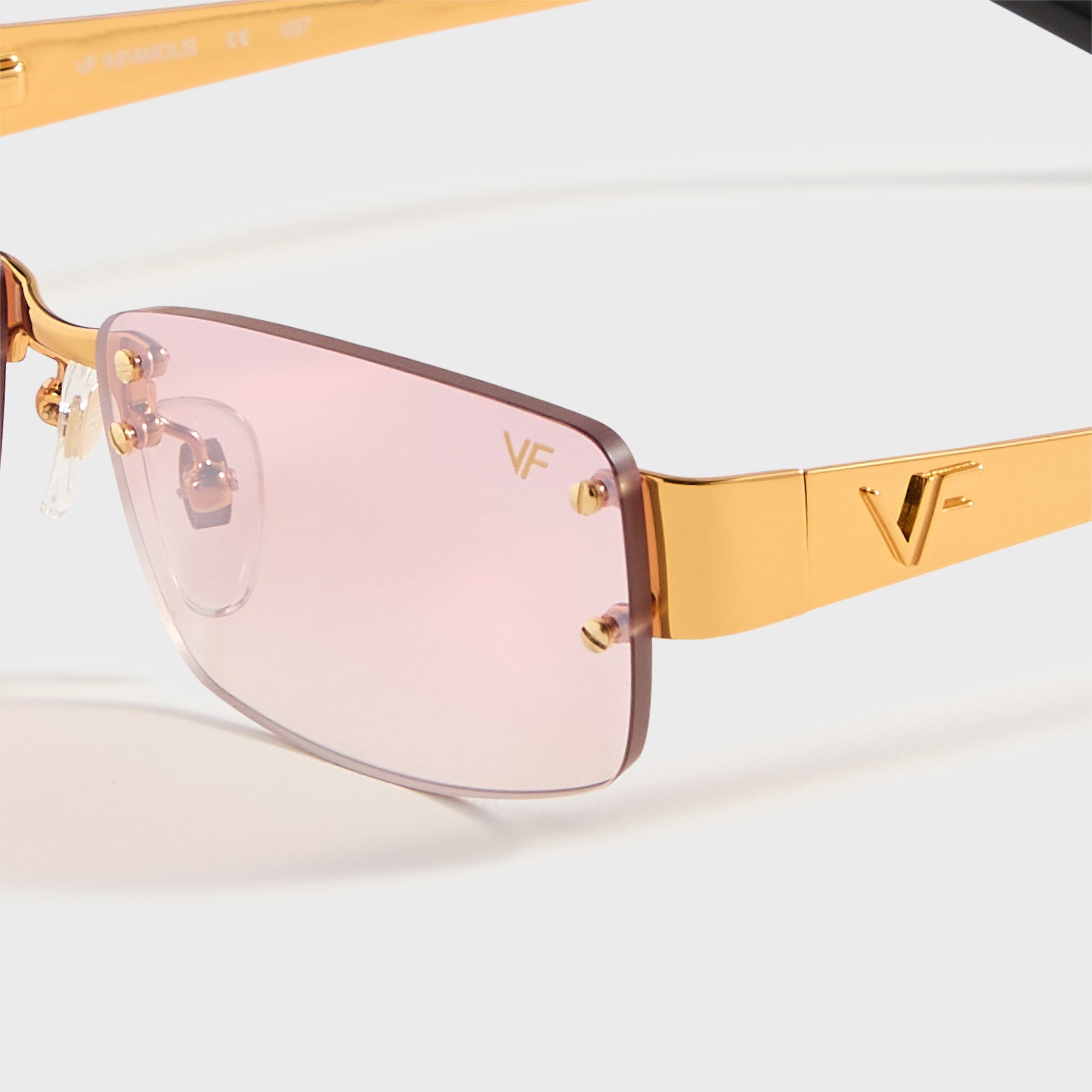 Vintage Frames Infamous Rimless Drill Mount 24KT in Gold / Nickel Pink