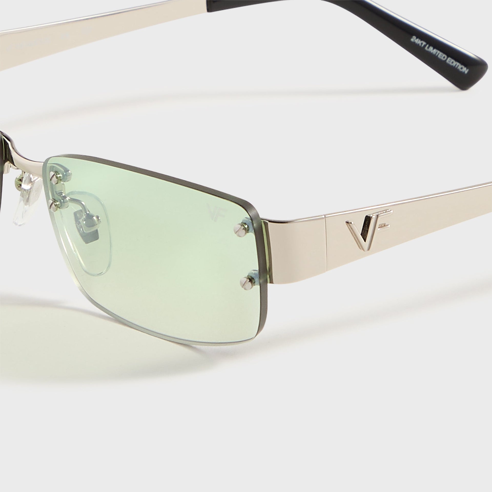 Vintage Frames Infamous Rimless Drill Mount 24KT in White Gold / Powder Green Gradient
