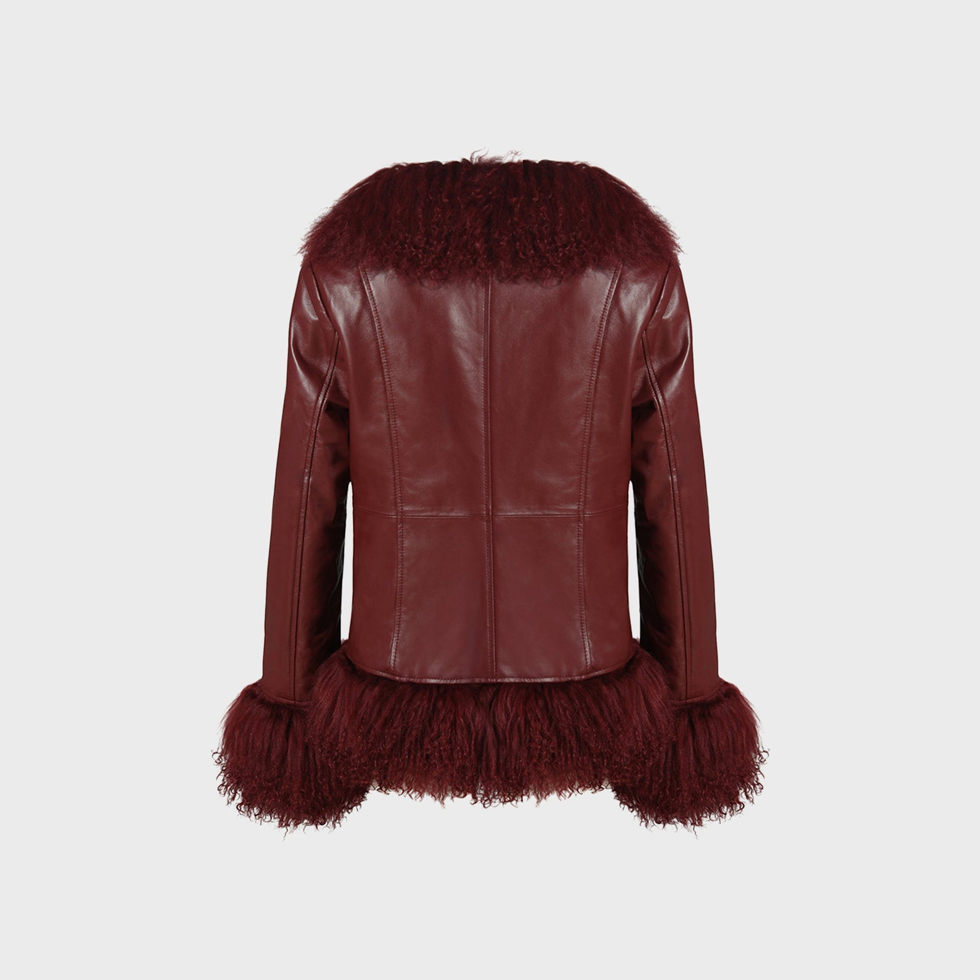 Susanna Chow Dorothy Leather Coat - Burgundy