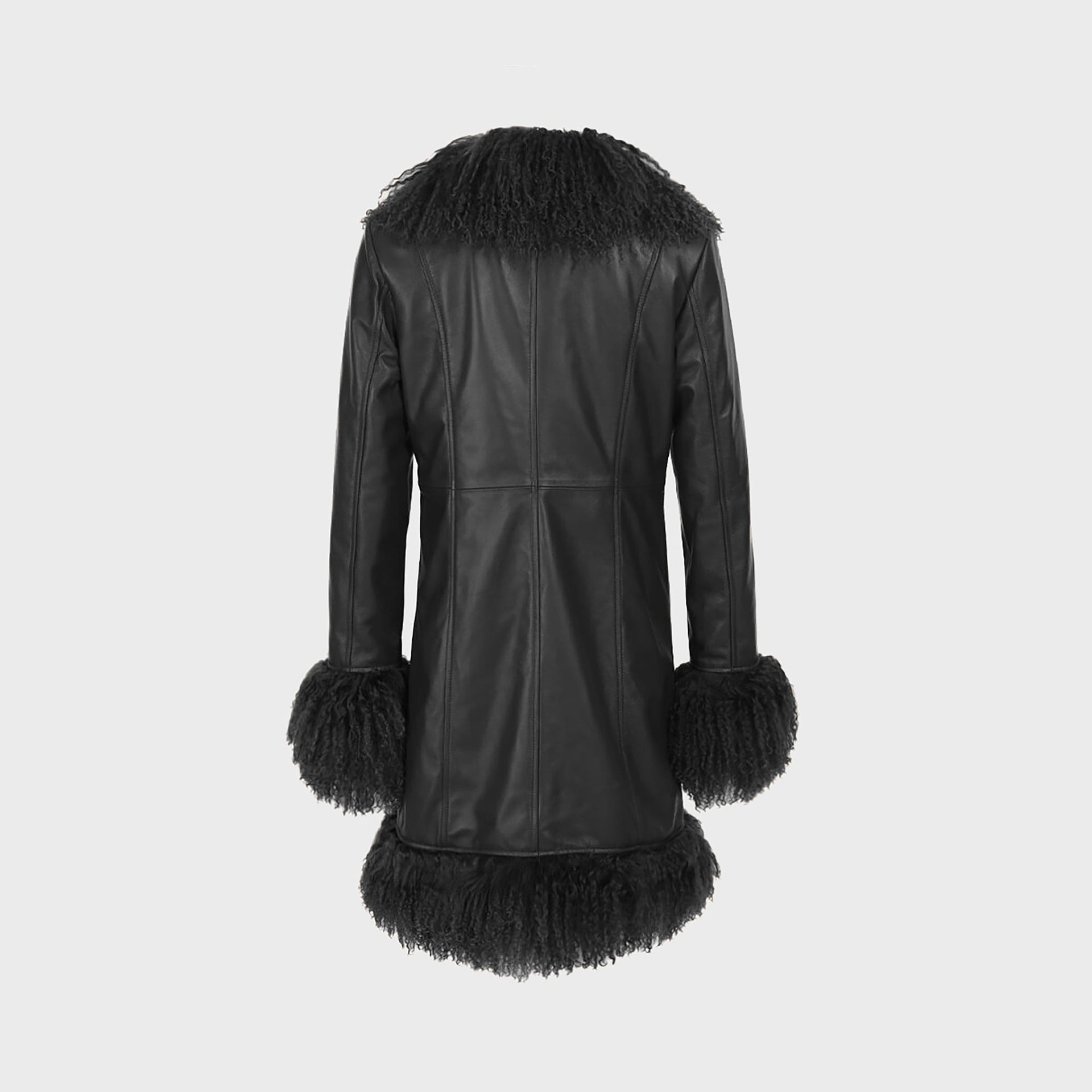 Susanna Chow Dorothy Midi Leather Coat - Black