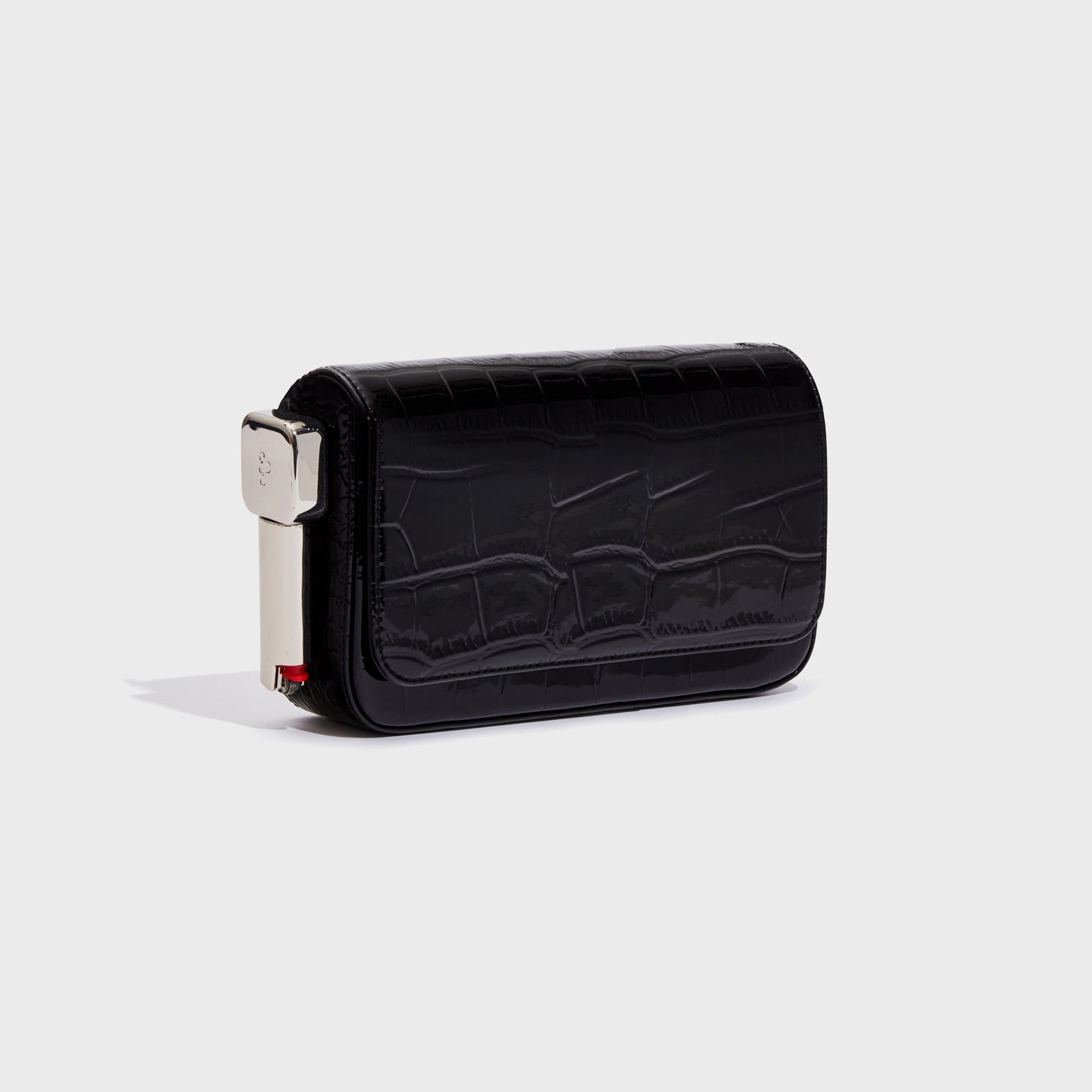 Edie Parker Burn Clutch - Patent Black Croc