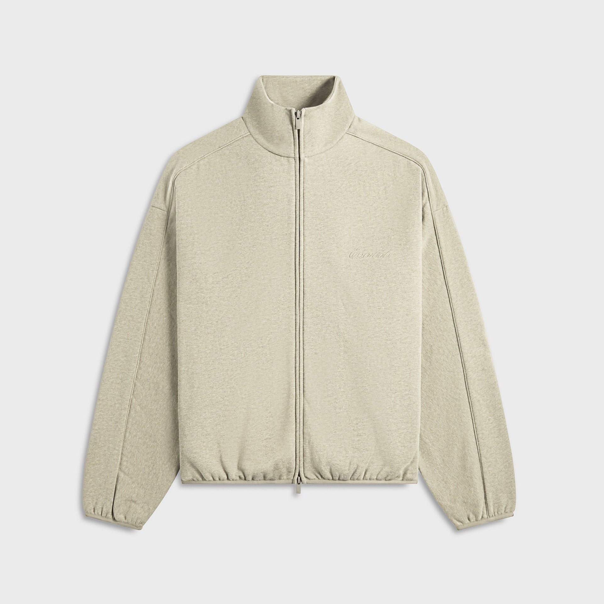 Essentials Modern Fit Fleece Track Jacket in Heather Stone / Cloud White