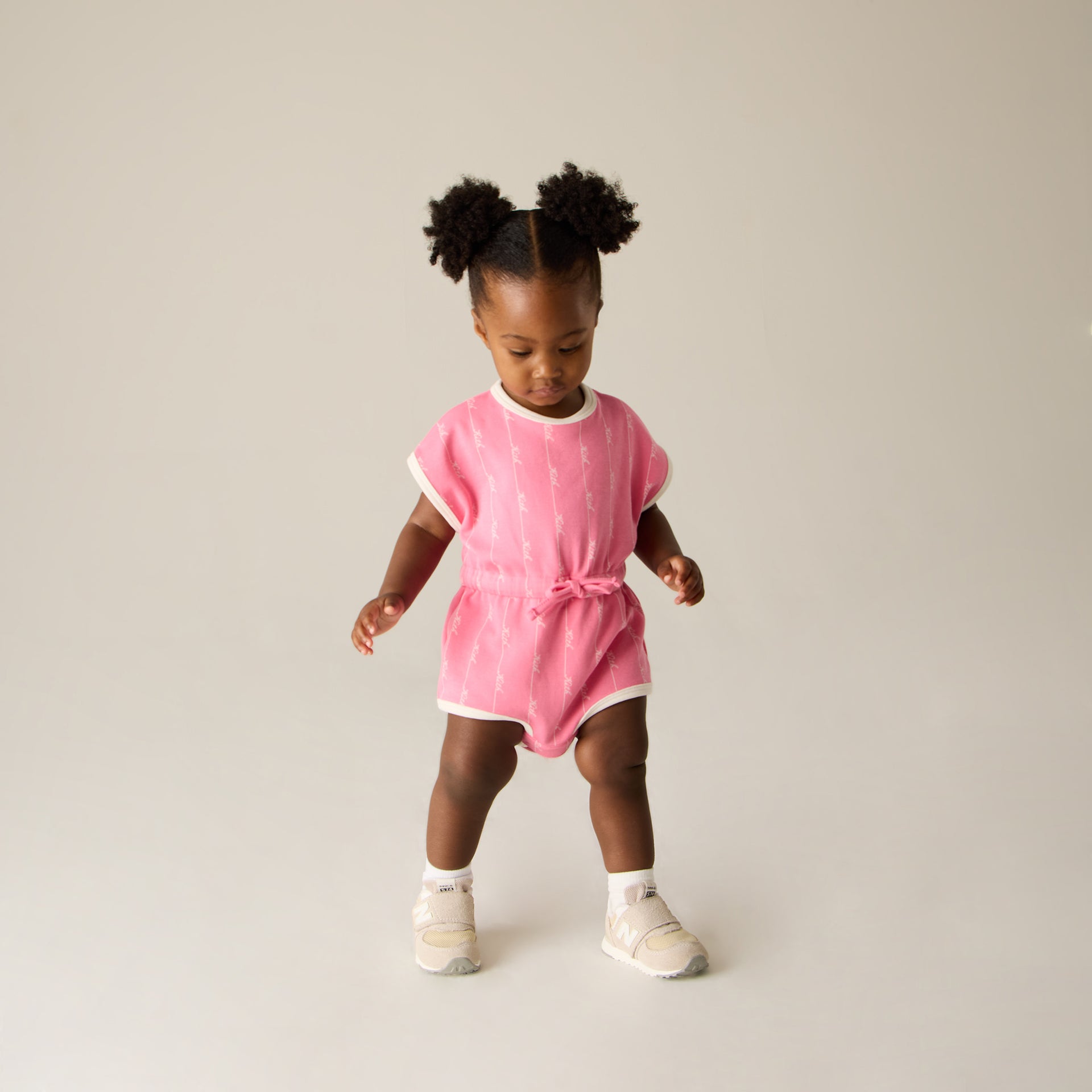 Kith Baby Script Knit Romper - Peony