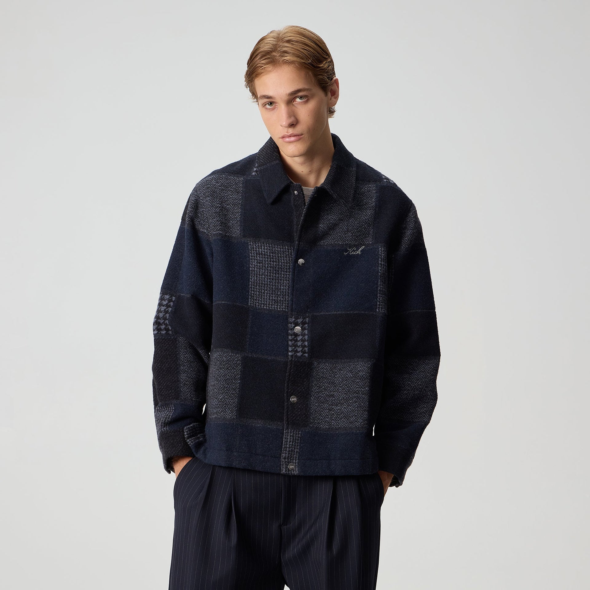 Kith for the New York Yankees Patchwork Wool Coaches Jacket - Nocturnal