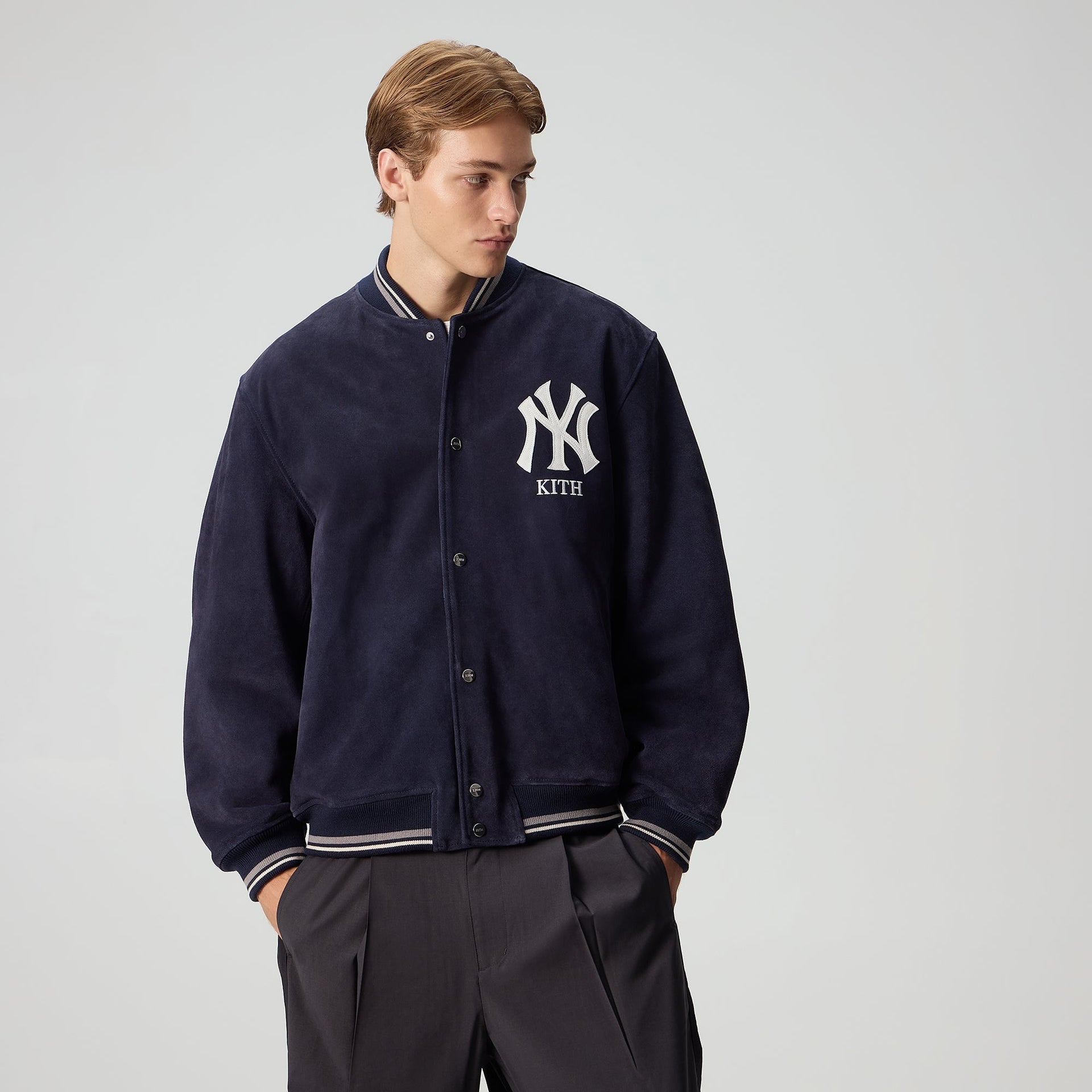 Kith for the New York Yankees Suede Porter Bomber Jacket - Nocturnal