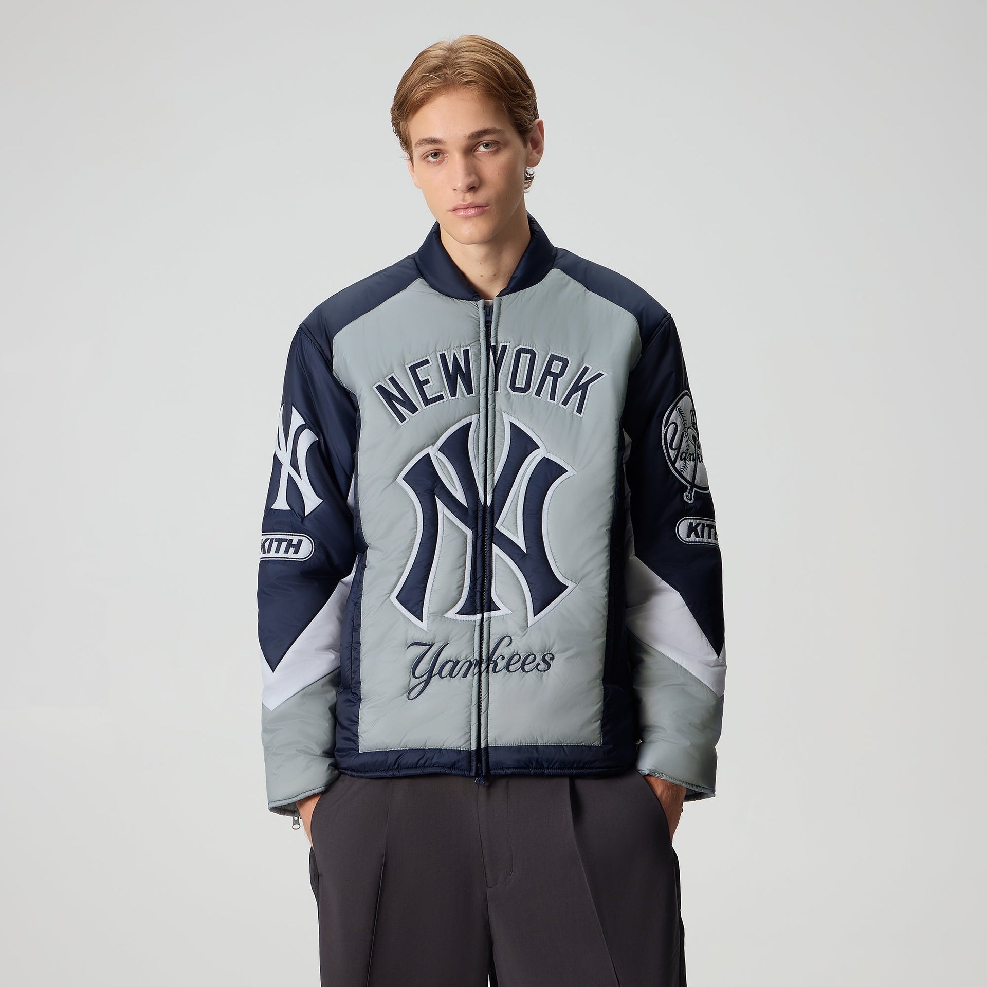 Kith for the New York Yankees Zip Brixton Puffed Shirt Jacket - Statue