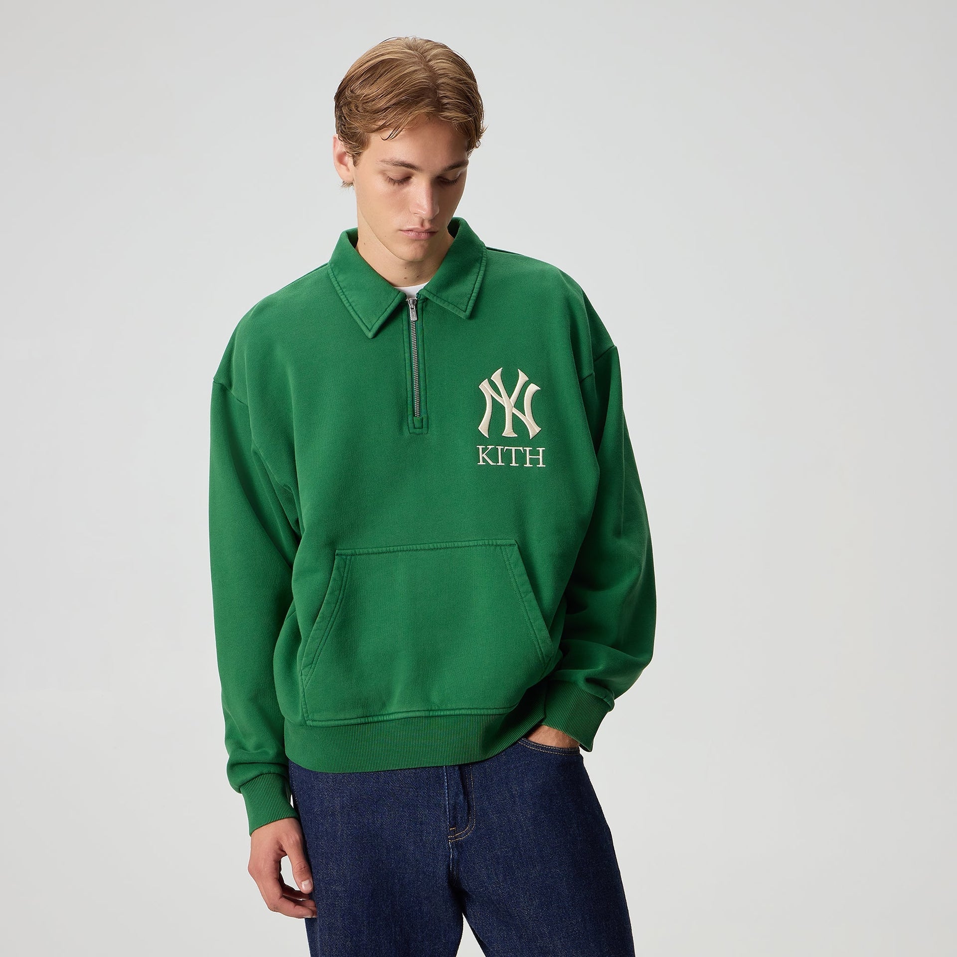 Kith for the New York Yankees Quarter Zip Popover Sweatshirt - Kelly