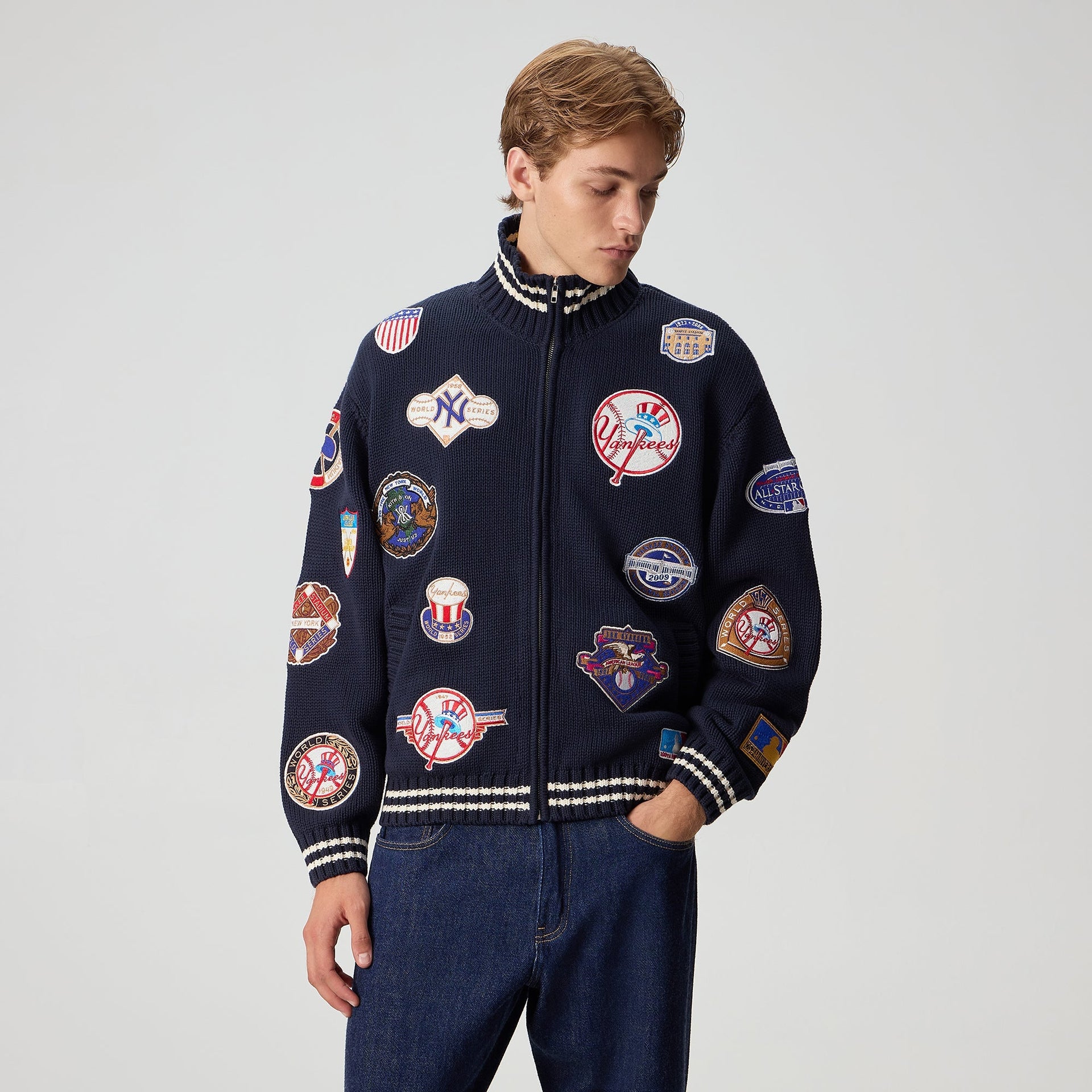 Kith for the New York Yankees All-Over Embroidered Wyona Full Zip - Nocturnal