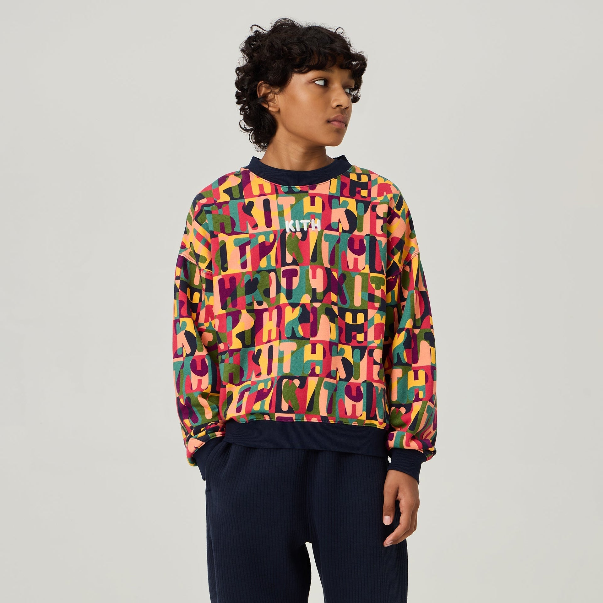 Kith Kids Printed Monogram Nelson Crewneck Sweatshirt - Nocturnal