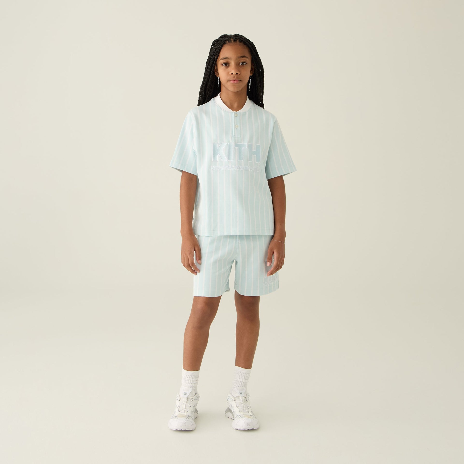 Kith Kids Birdseye Pearson Henley Pullover - Blue Skies