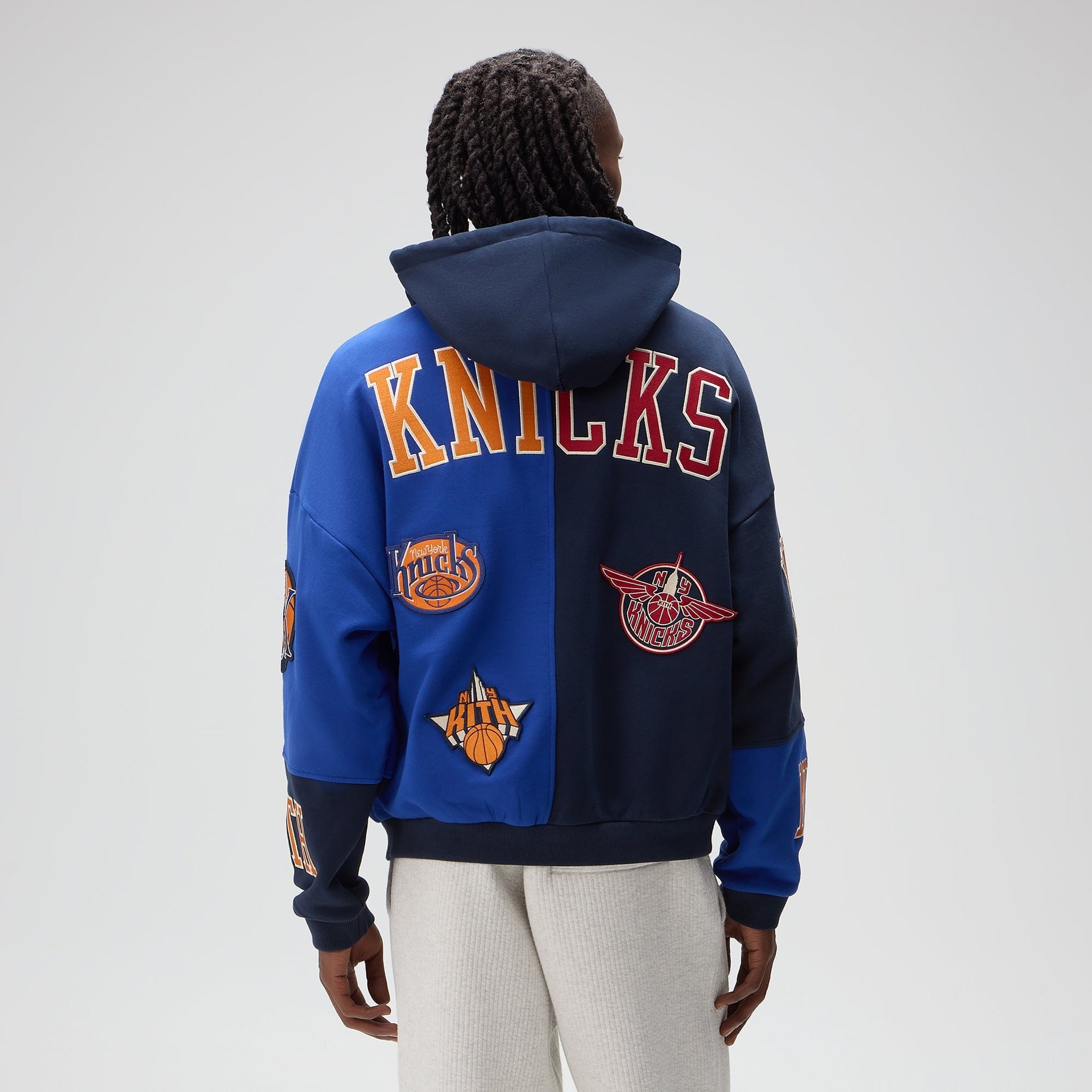 Kith for the New York Knicks Mash Up Cropped Braxton Vintage Hoodie - Nocturnal