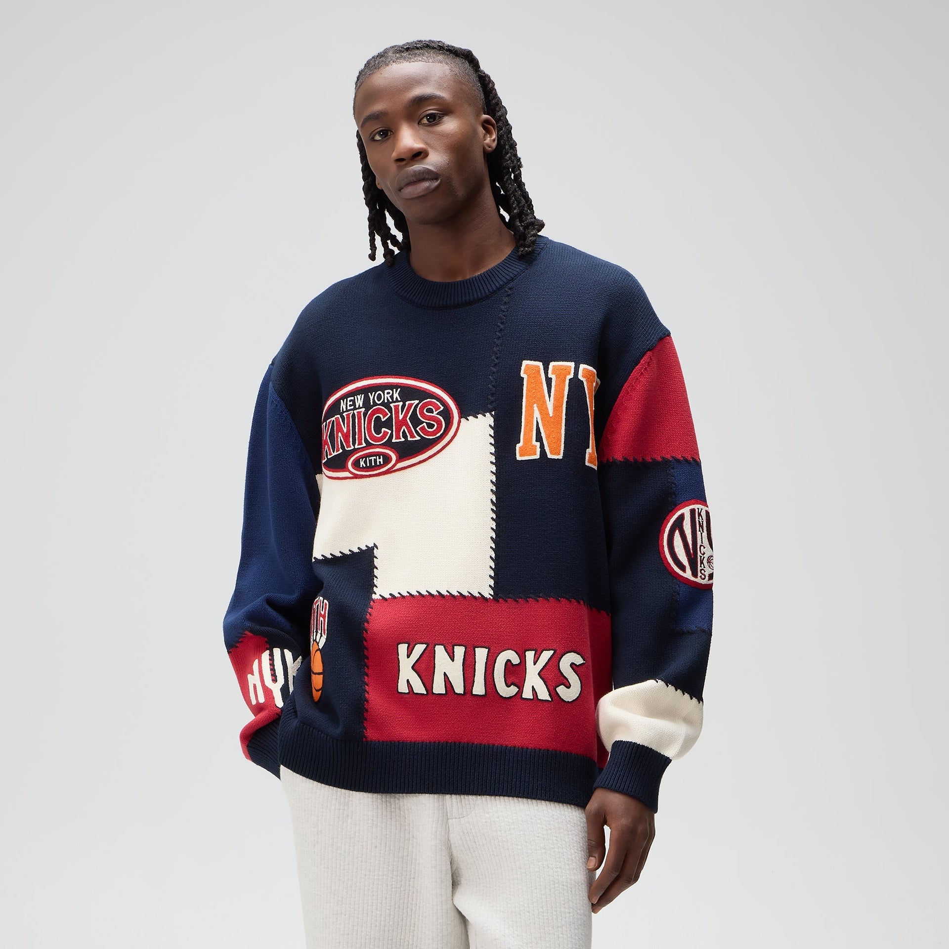 Kith for the New York Knicks Patchwork Crewneck Sweater - Nocturnal