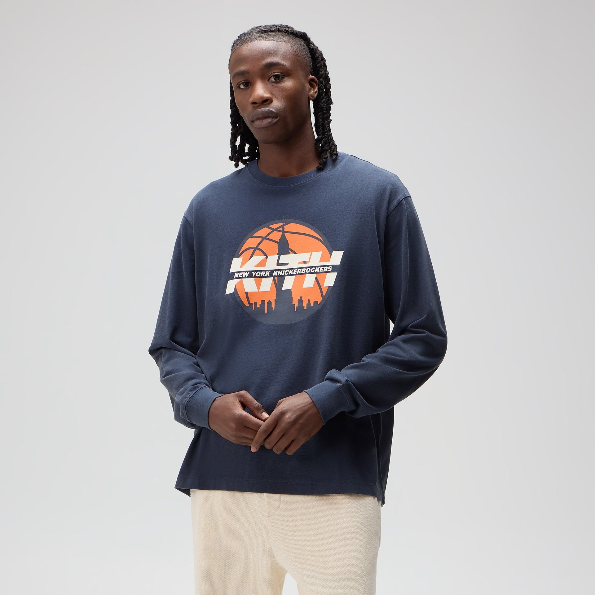 Kith for the New York Knicks Knickerbockers Long Sleeve Quinn Vintage Tee - Nocturnal