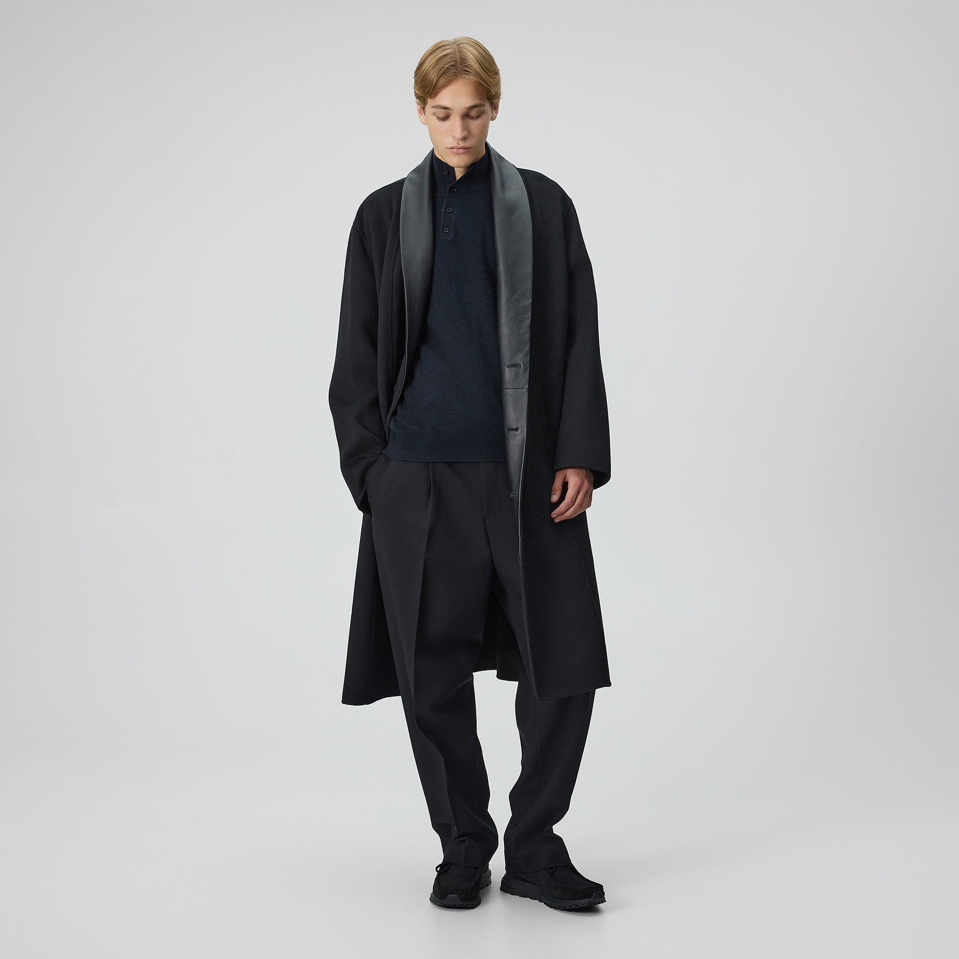 Kith Shawl Collar Wool Bernard Coat - Black