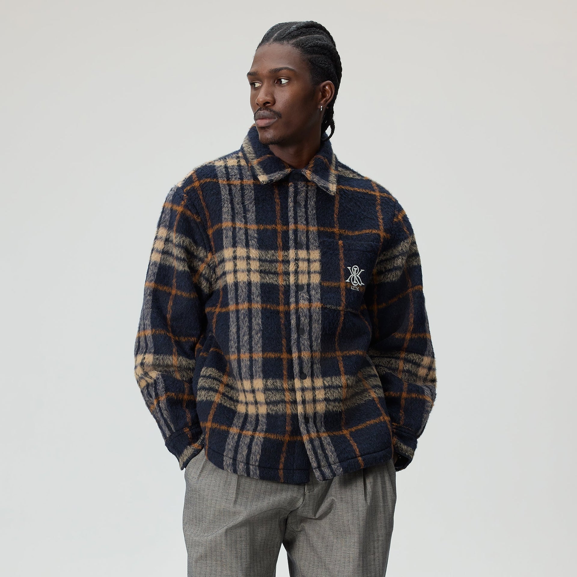 Kith Brushed Plaid Sheridan Shirt Jacket - Nocturnal