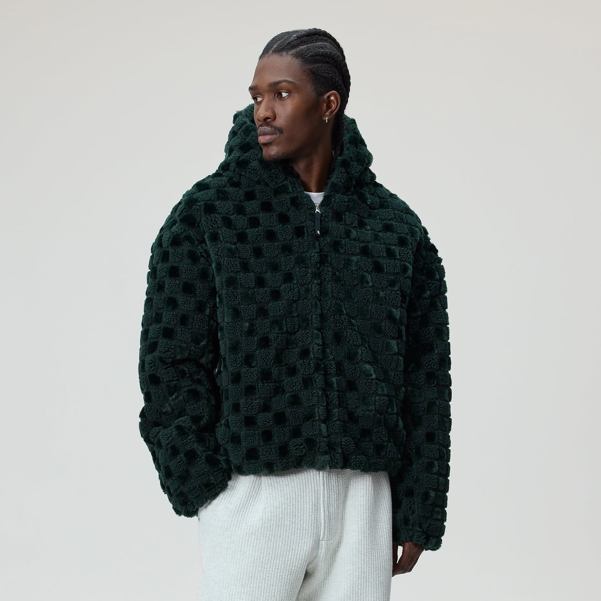 Kith Faux Fur Cropped Hoodie Bomber - Stadium