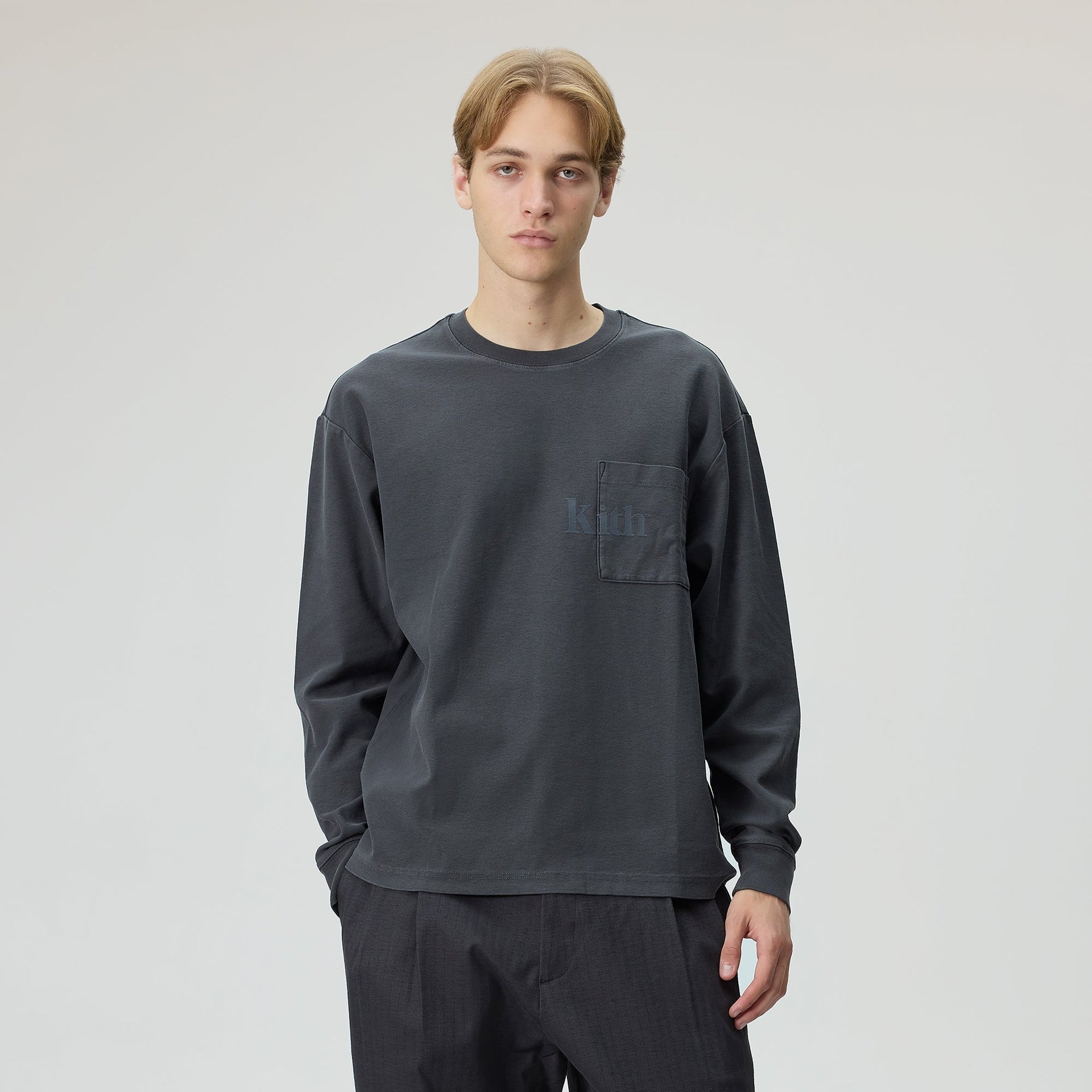 Kith Long Sleeve Quinn Tee - Carbon
