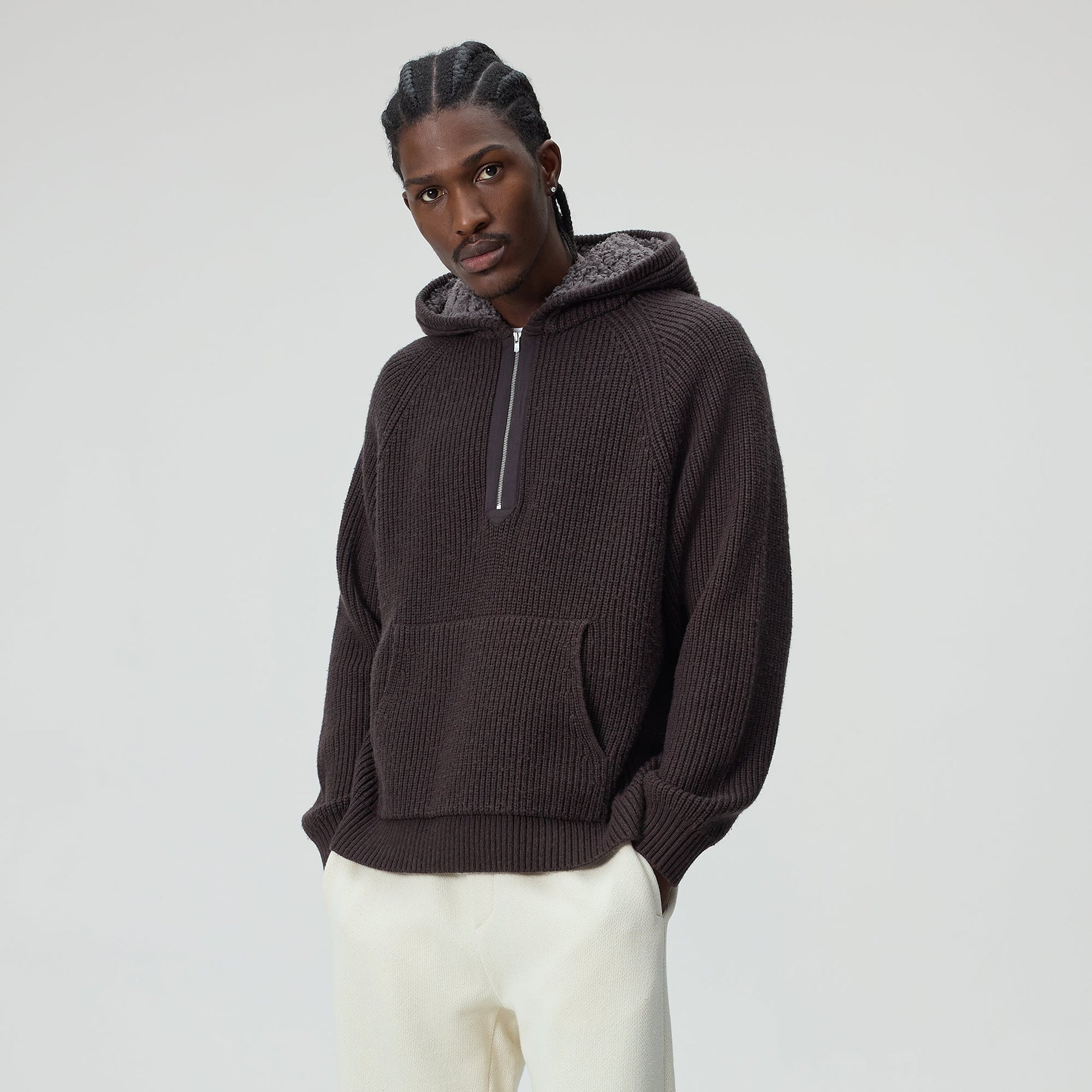 Kith Merino Knit Quarter Zip Hoodie - Kindling