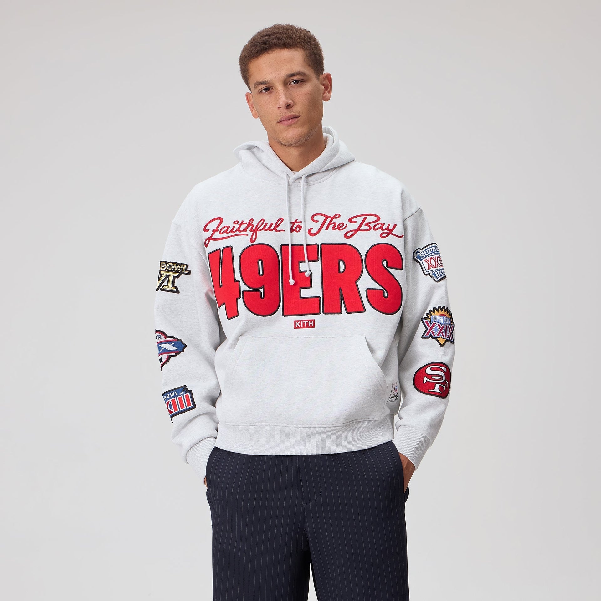 Kith for the NFL San Francisco 49ers Faithful Vintage Hoodie - Light Heather Grey