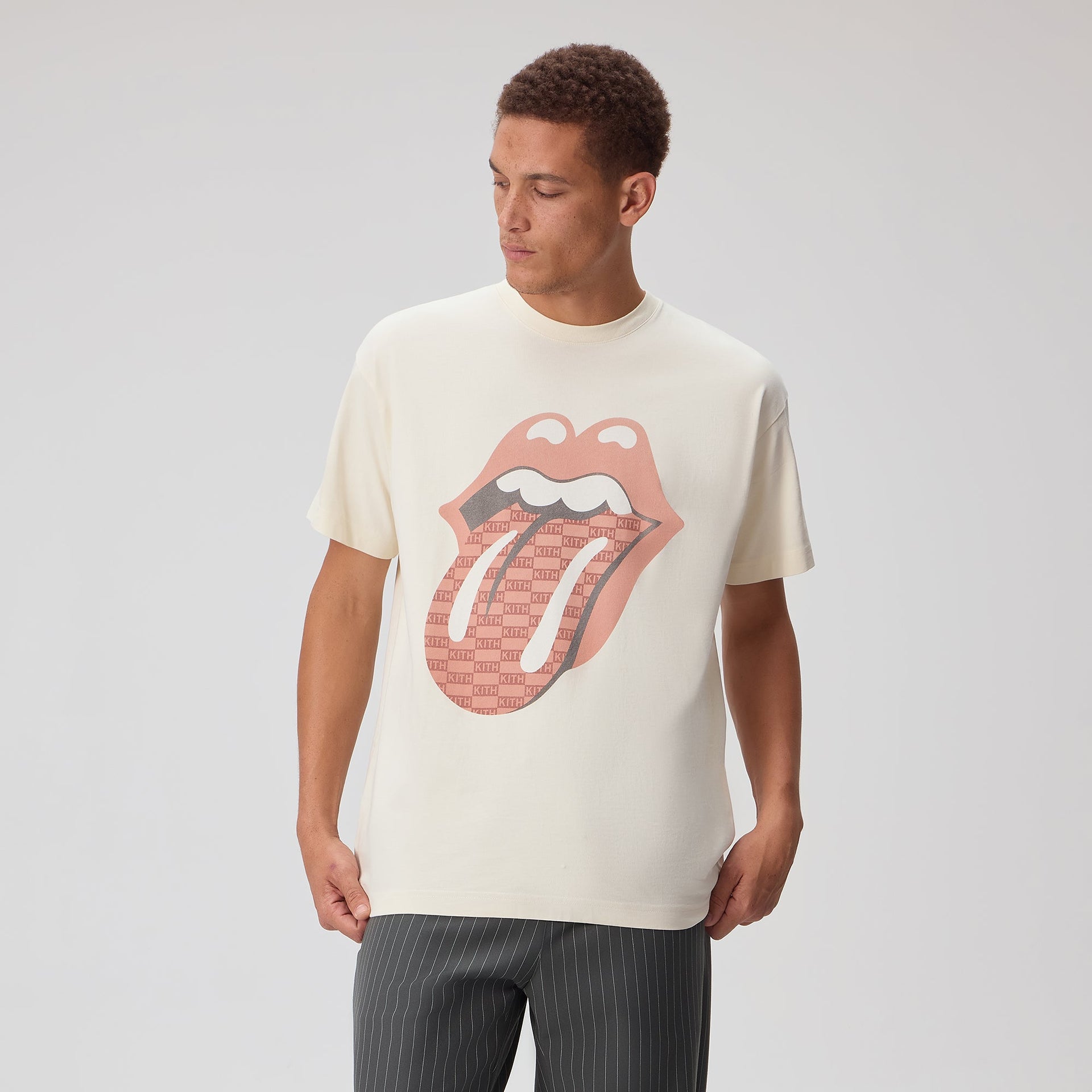 Kith for The Rolling Stones Monogram Tongue Tee - Sandrift