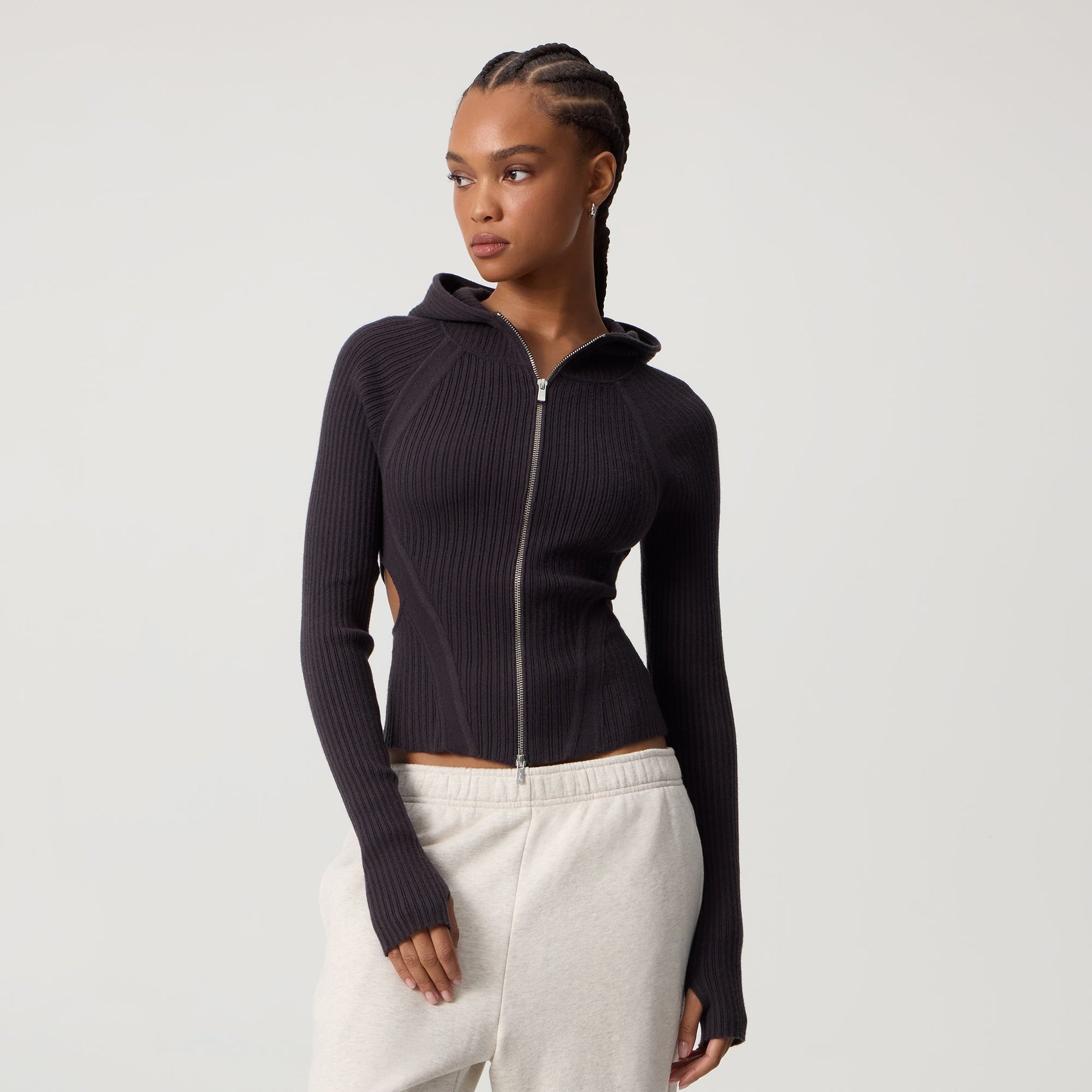 Kith Women Mina Backless Sweater Hoodie - Hematite