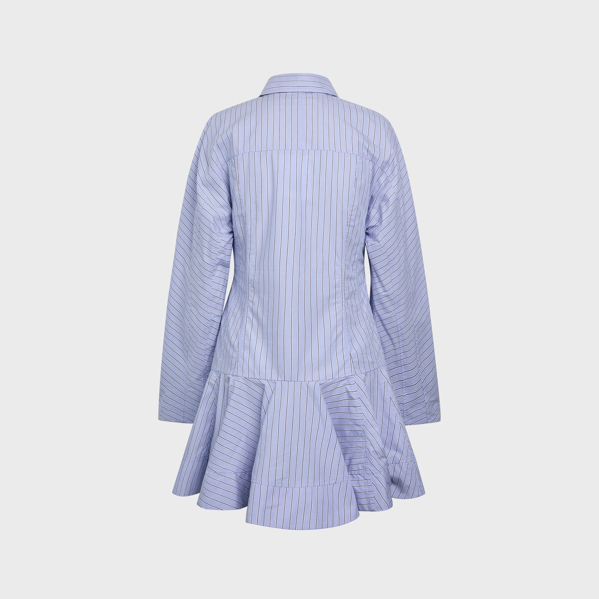 Ganni Stripe Cotton Buttoned Mini Dress in Lavender Lustre