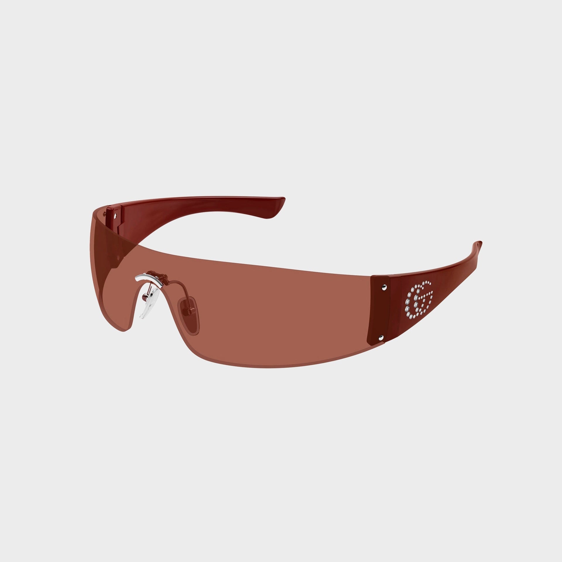 Gucci Leonie Interlocking G Mask Sunglasses - Burgundy / Brown