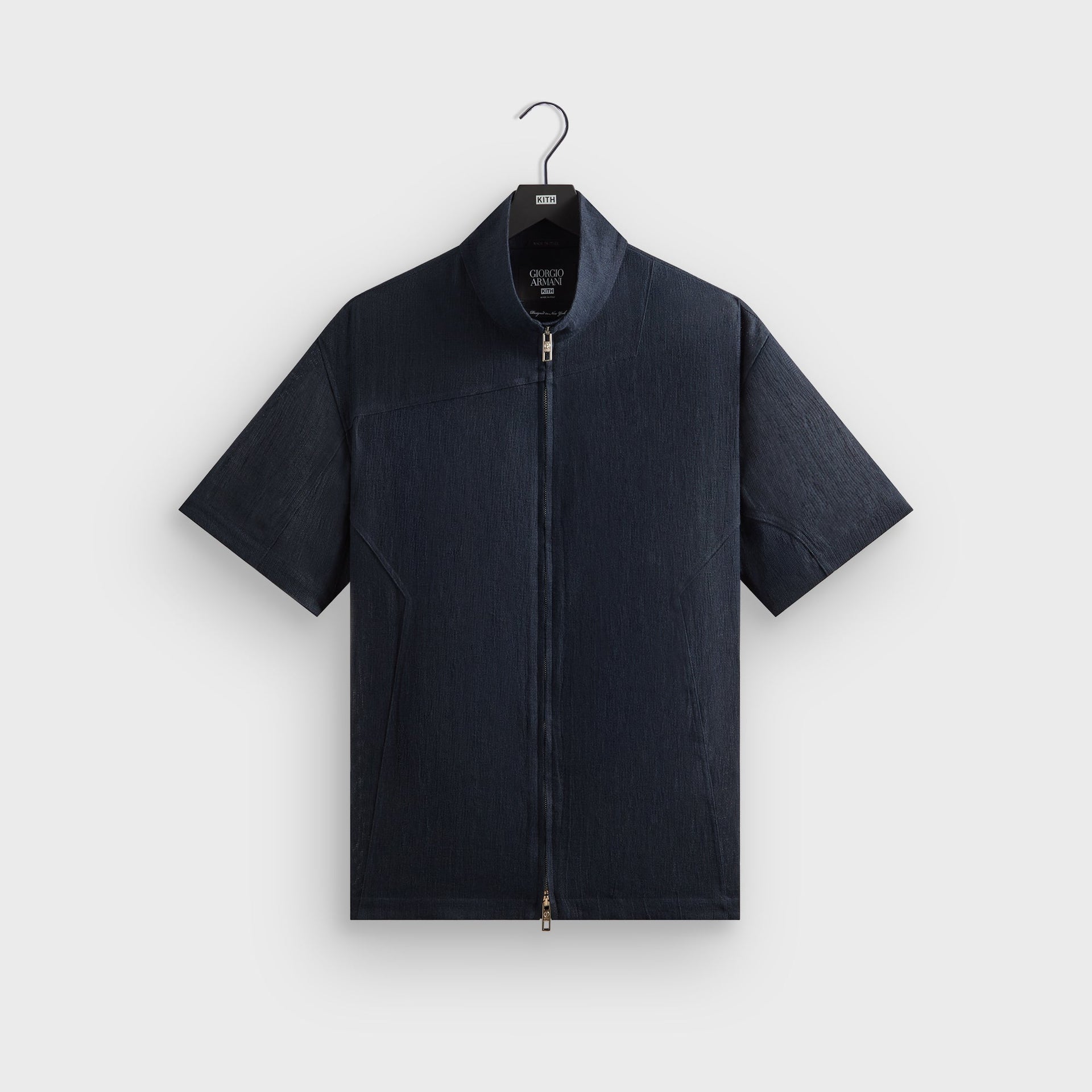 Giorgio Armani & Kith Open Weave Colton Zip-Up Shirt - Nocturnal