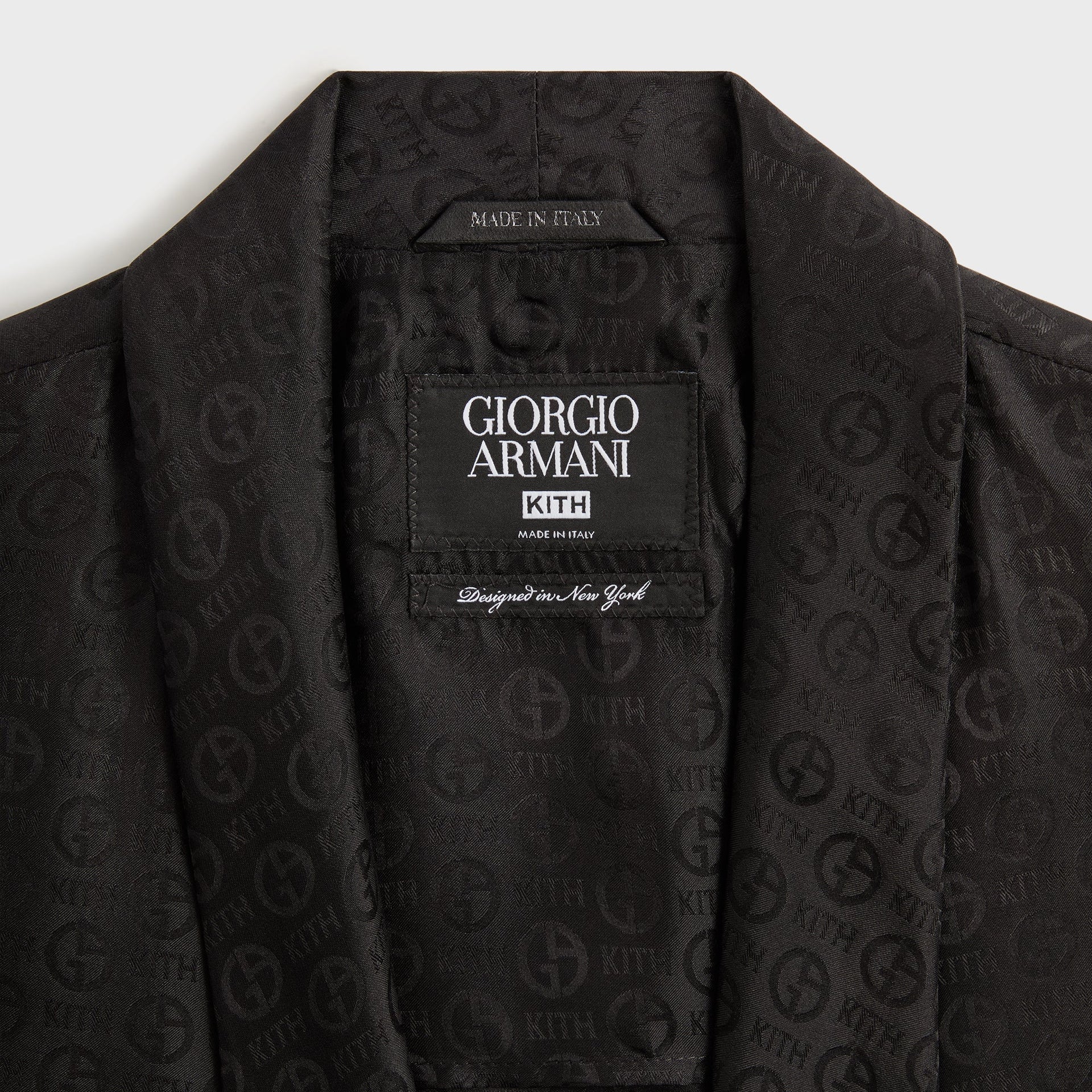 Giorgio Armani & Kith Monogram Long Sleeve Thompson Crossover Shirt - Black