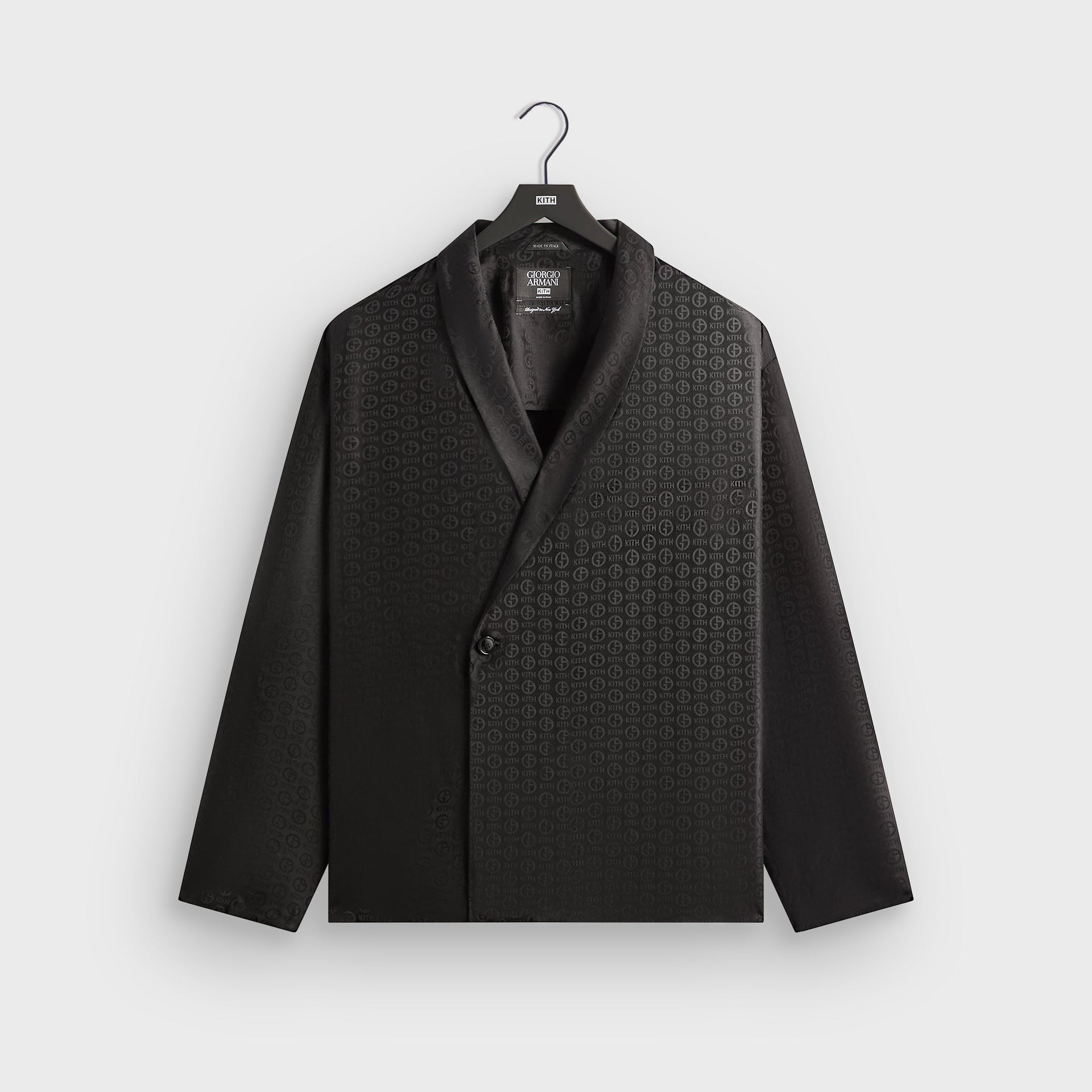 Giorgio Armani & Kith Monogram Long Sleeve Thompson Crossover Shirt - Black