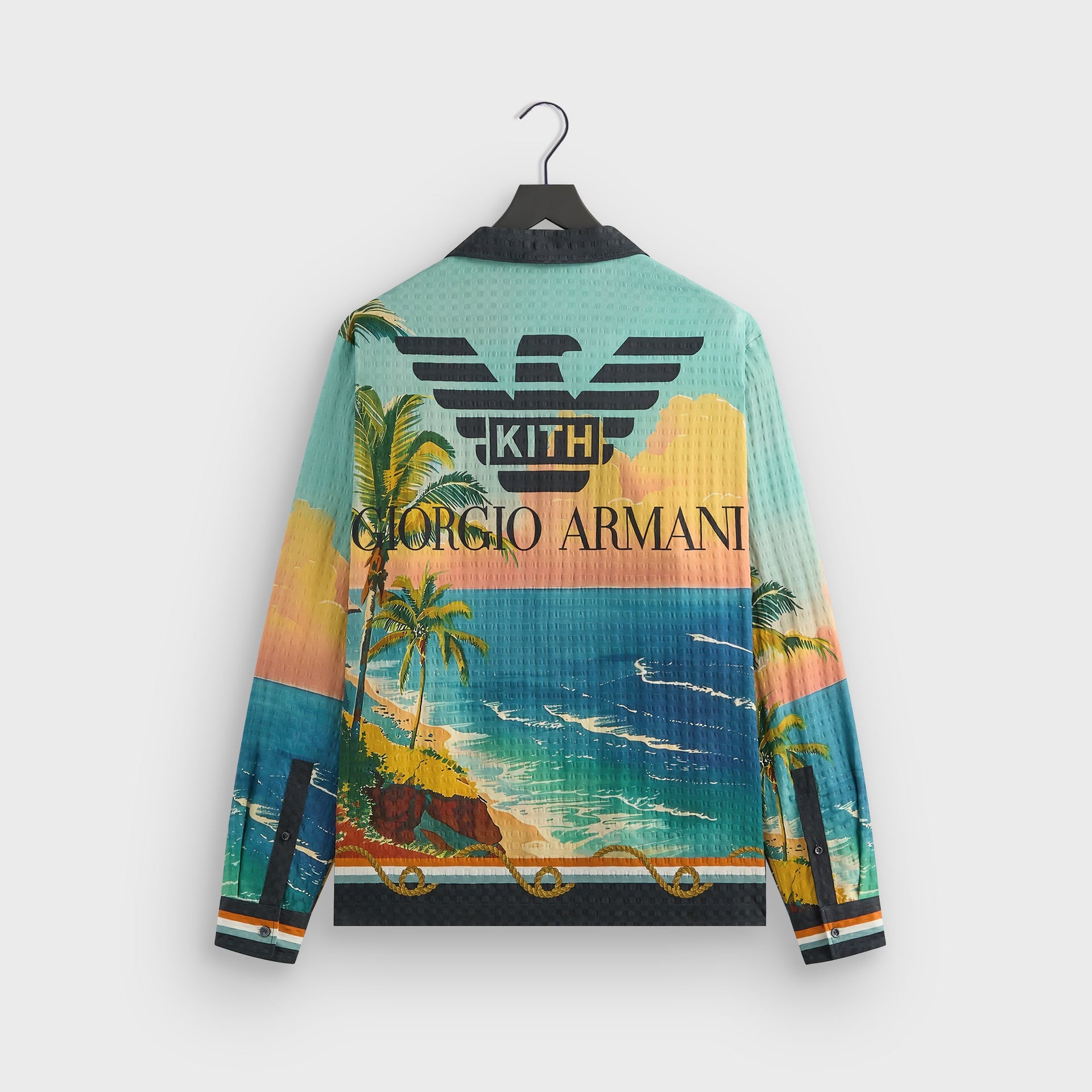 Giorgio Armani & Kith Ornamental Print Long Sleeve Thompson Camp Collar Shirt - Multi