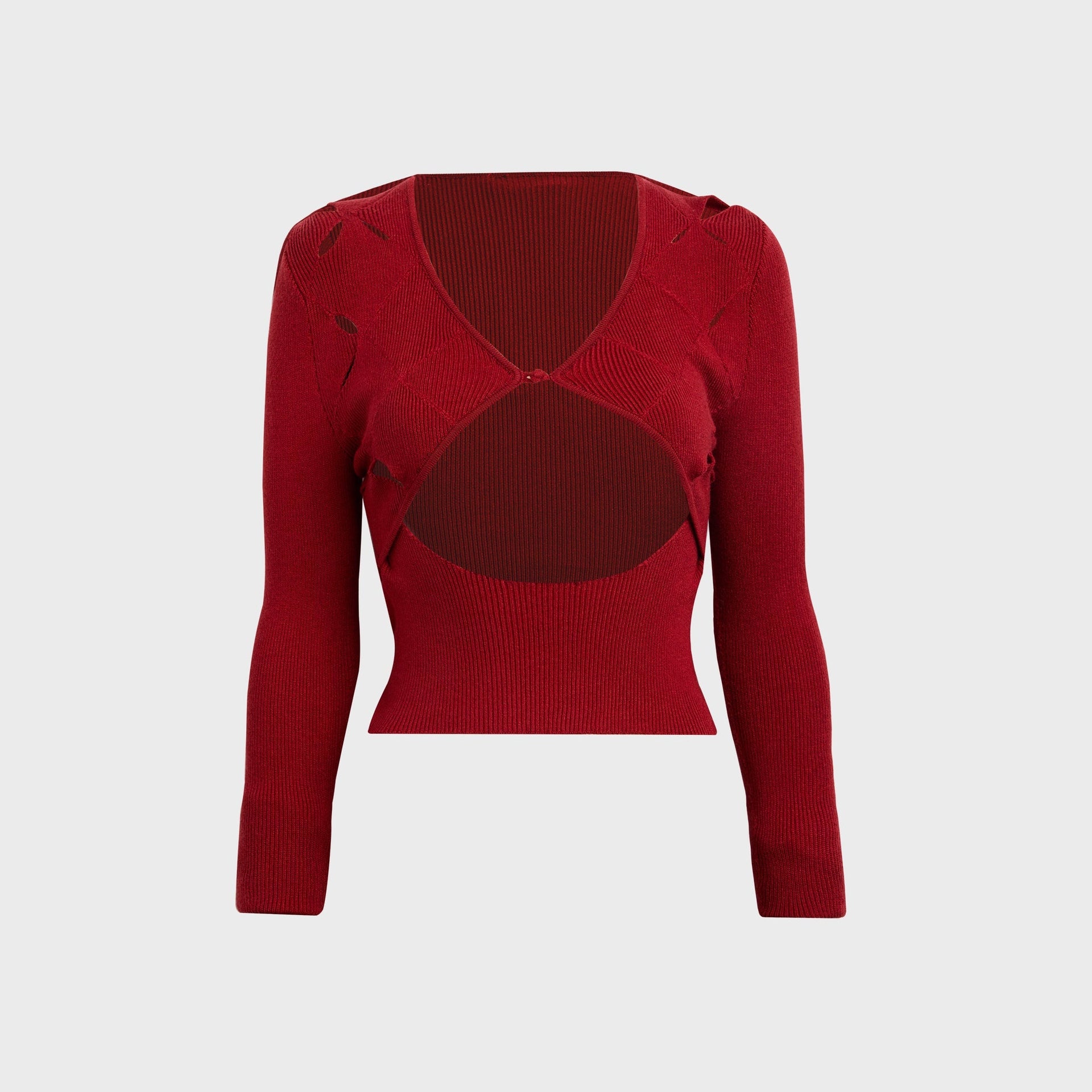 Isa Boulder Argyle Open Cardigan - Cherry