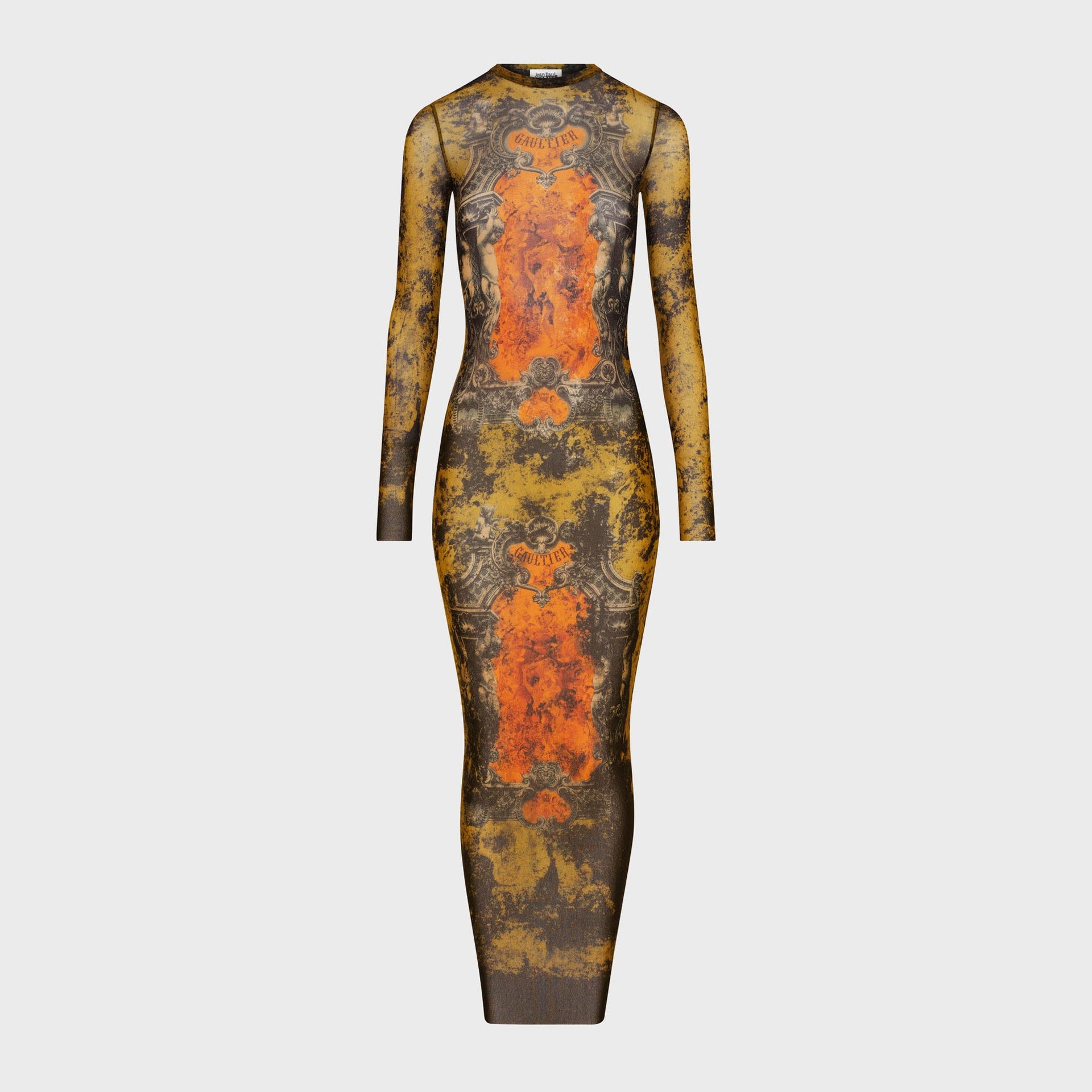 Jean Paul Gaultier Mesh Long Dress - Printed Medaillon