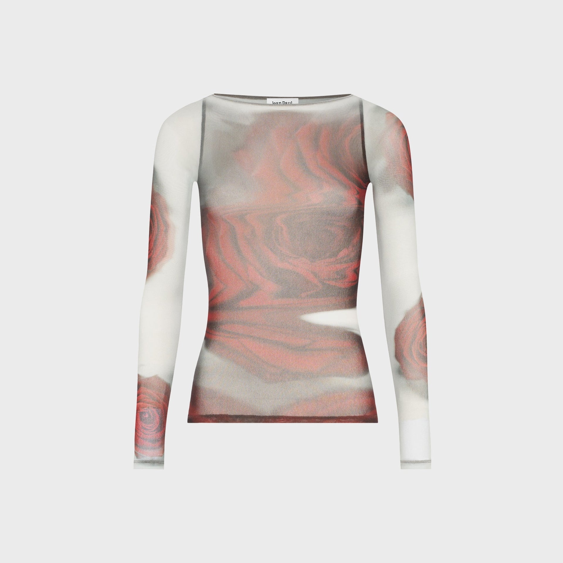 Jean Paul Gaultier Printed Blurry Roses Top in White / Grey / Red