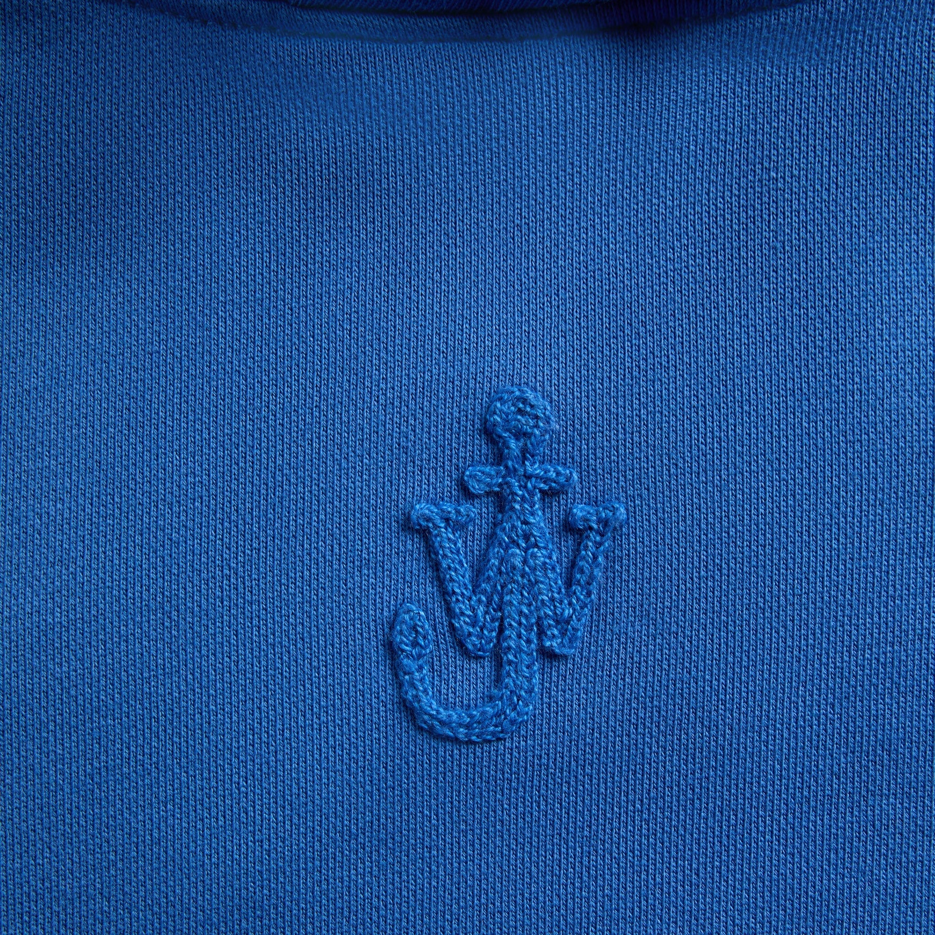 JW Anderson Anchor Embroidery Cropped Hoodie in Bright Blue