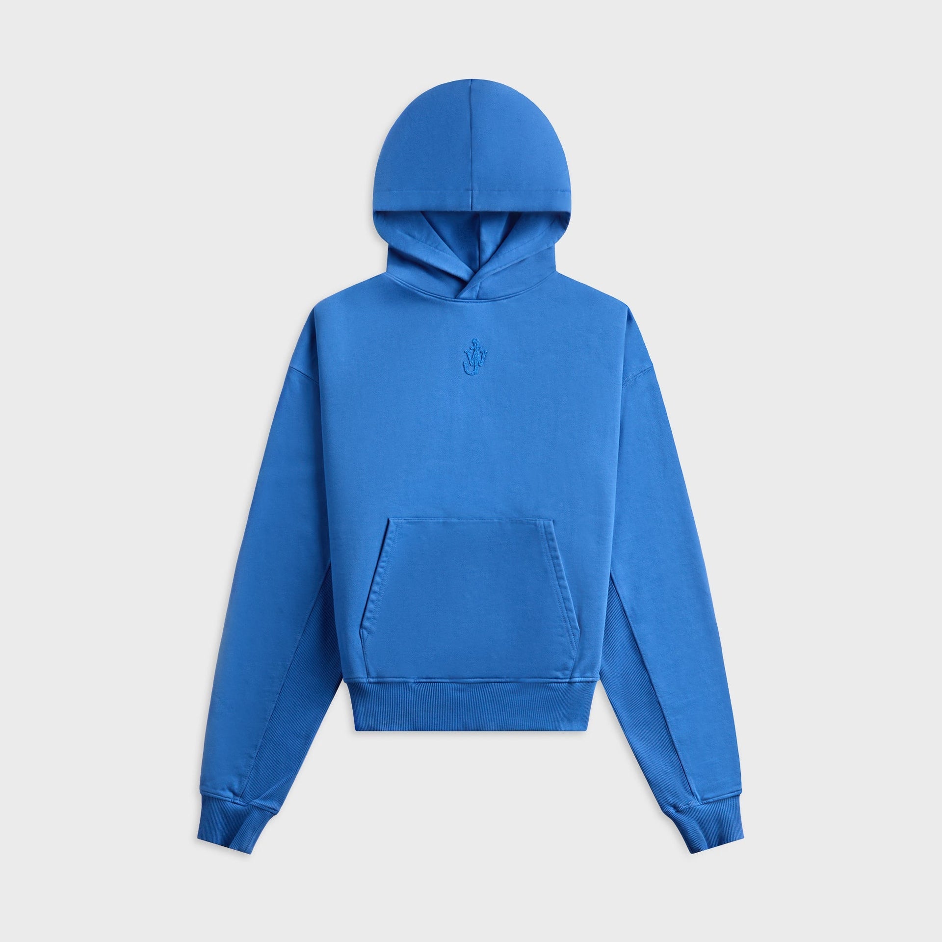 JW Anderson Anchor Embroidery Cropped Hoodie in Bright Blue