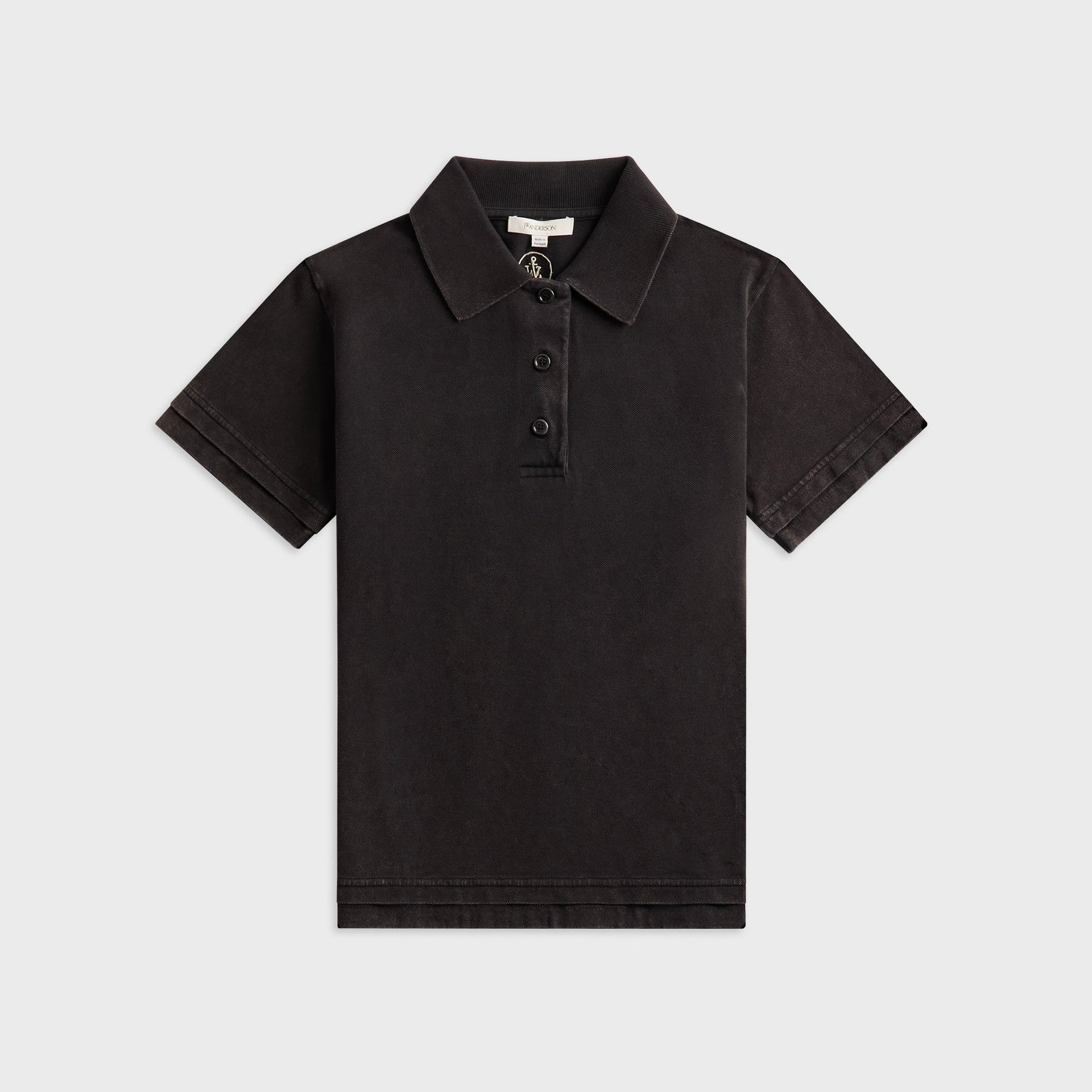 JW Anderson Layered Short Sleeve Polo Top in Black