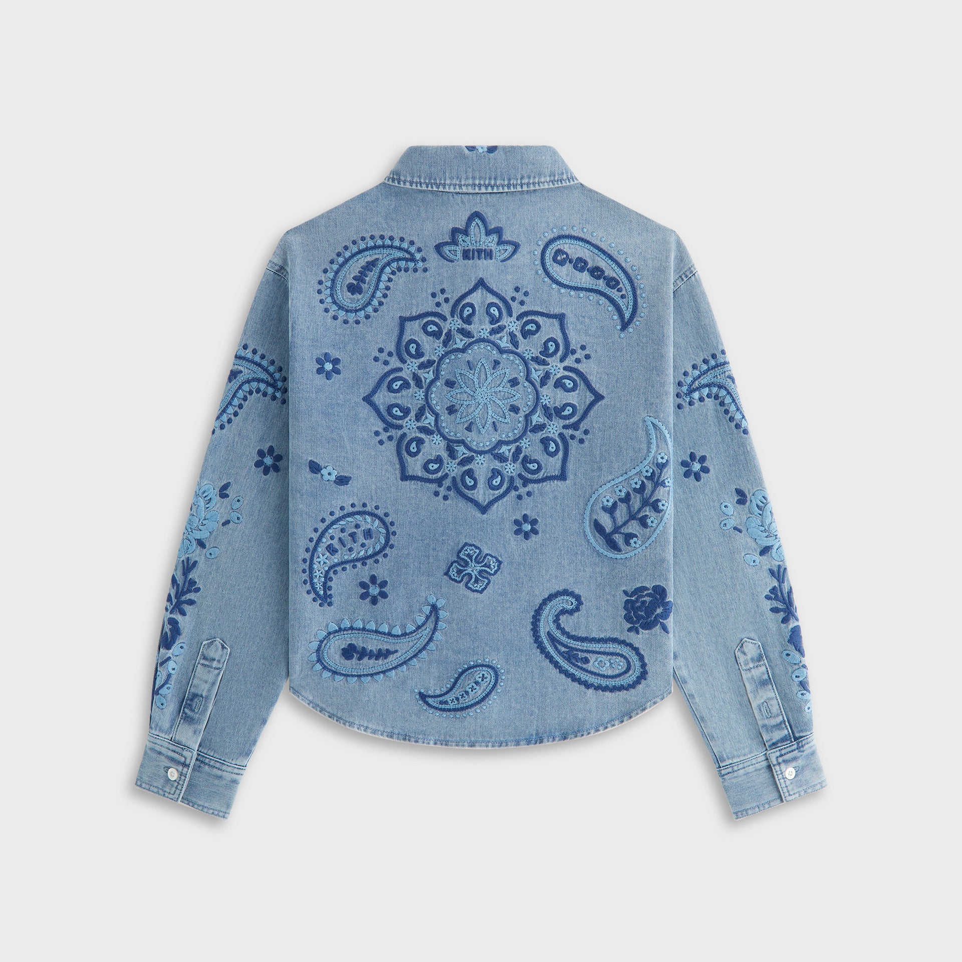Kith Kids Floral Paisley Chambray Apollo Shirt in Kent Light Wash