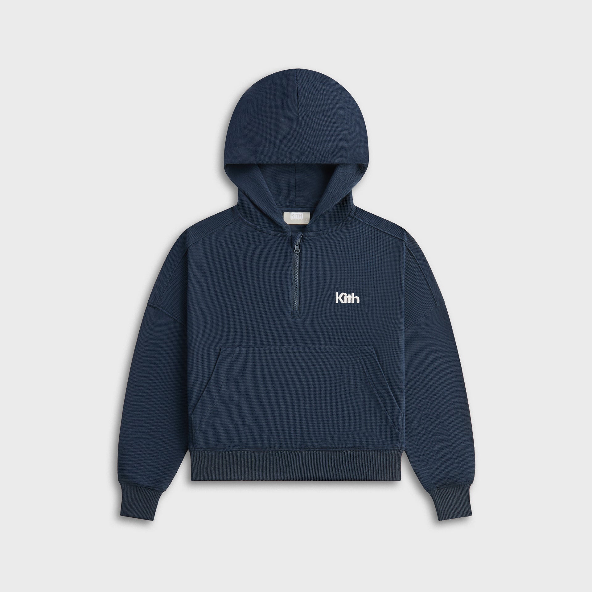 Kith Kids Waffle Nelson Quarter Zip Hoodie - Nocturnal