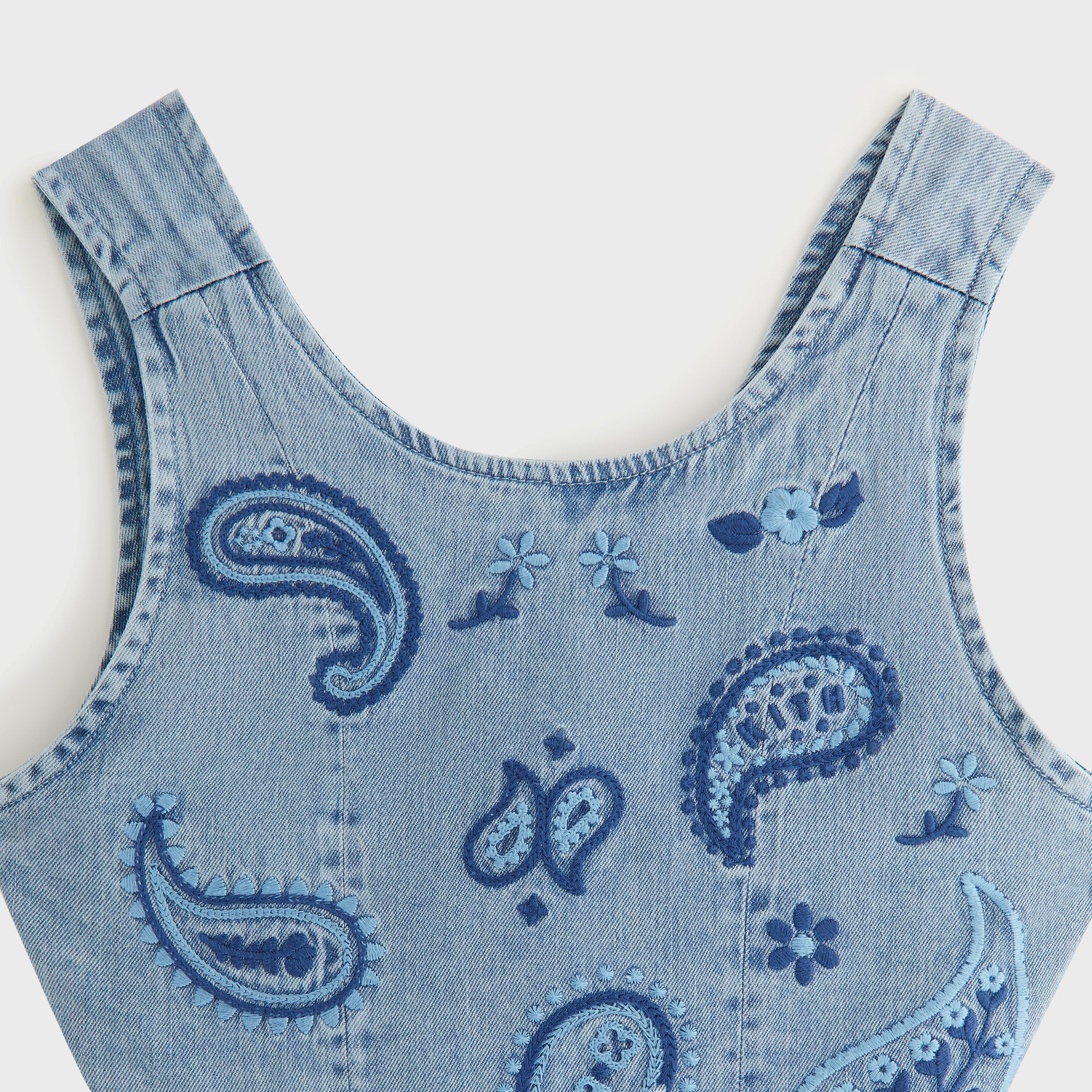 Kith Kids Floral Paisley Chambray Dress in Kent Light Wash