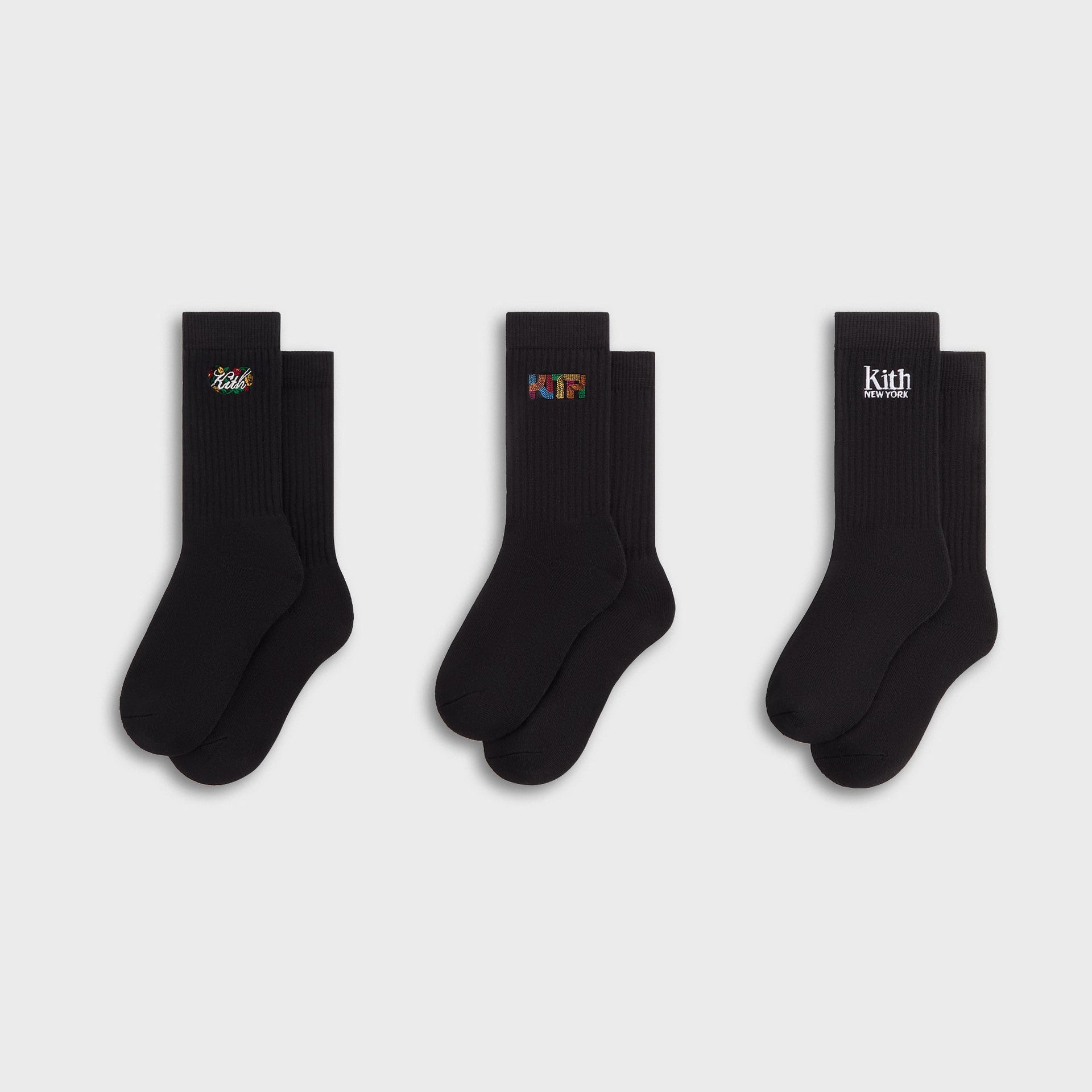 Kith Kids 3-Pack Crew Socks - Black
