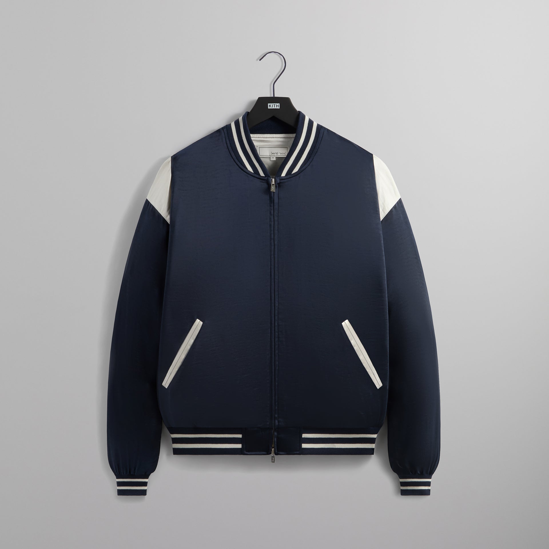 &Kin Vance Satin Bomber Jacket - Nocturnal