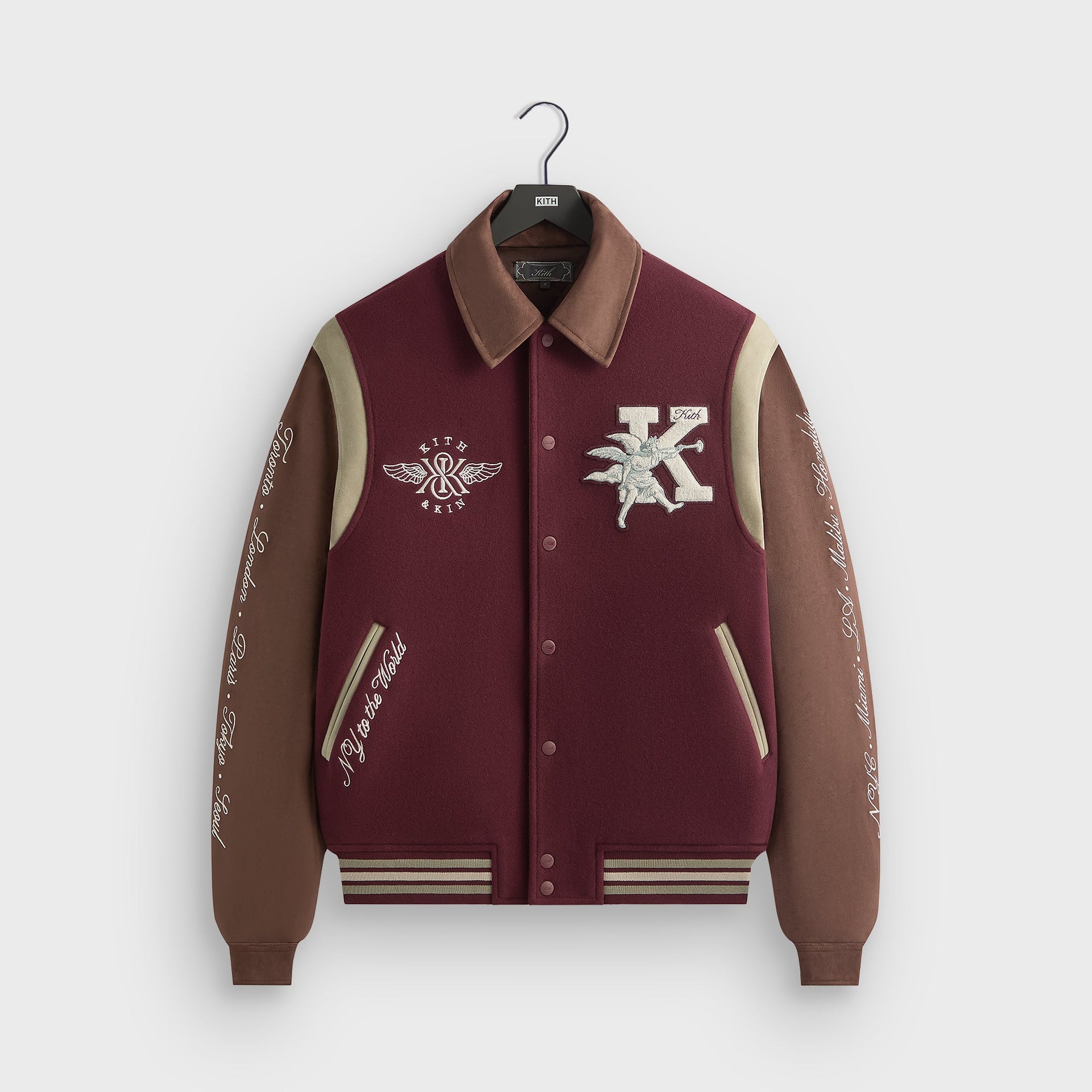 Kith Wool & Microsuede Varsity Jacket - Magma