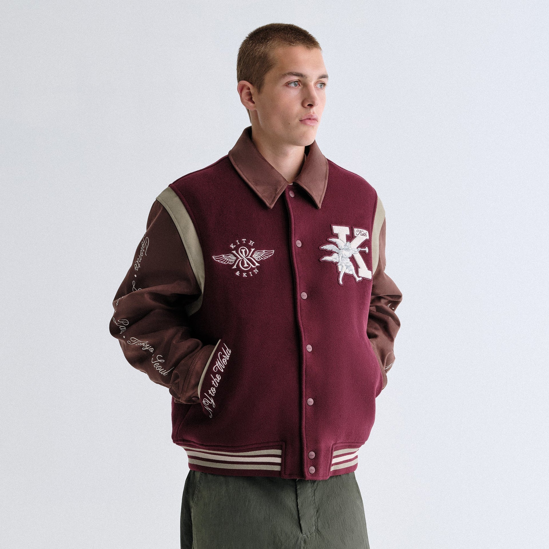 Kith Wool & Microsuede Varsity Jacket - Magma
