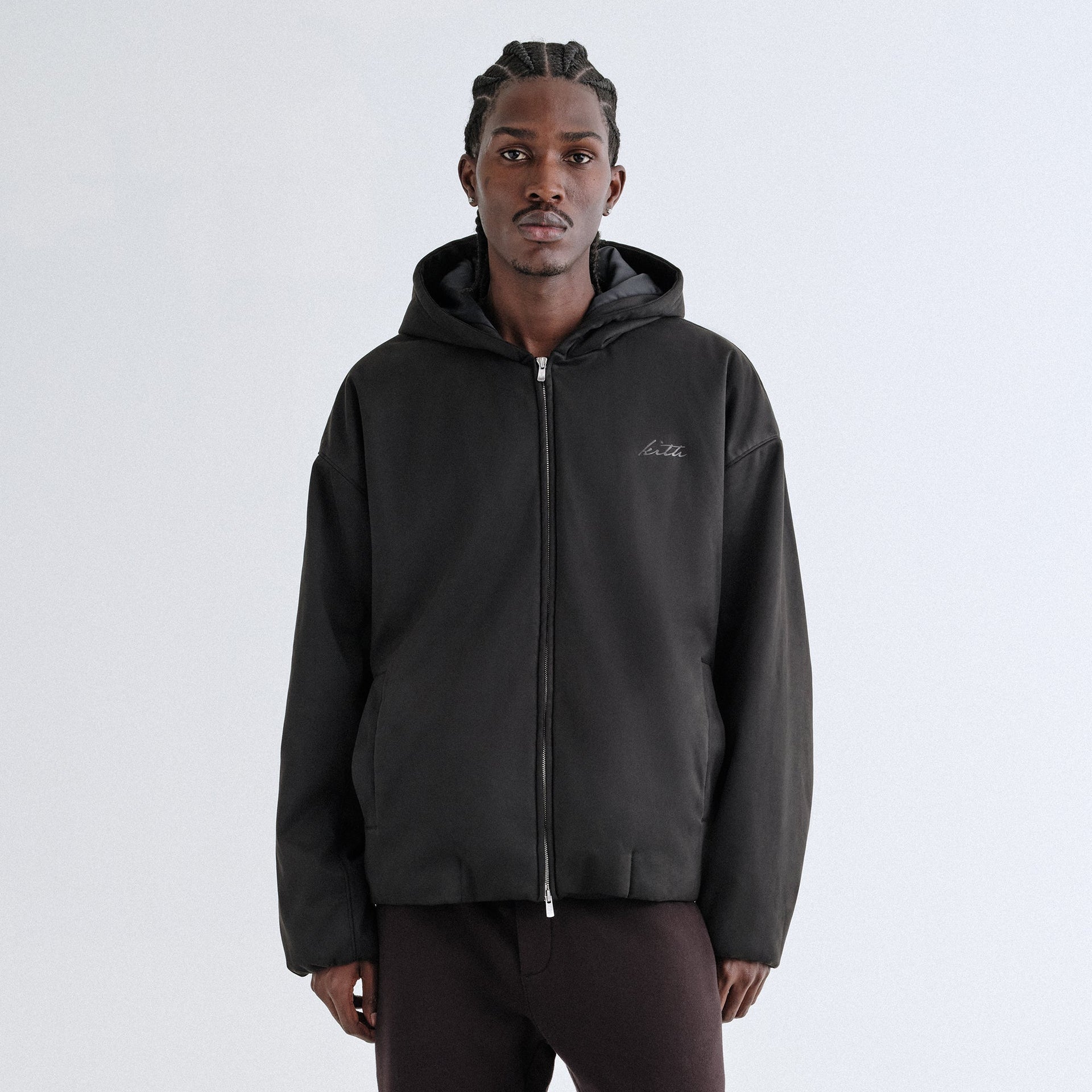 Kith Washed Microsuede Puffed Jaysen Hoodie - Black