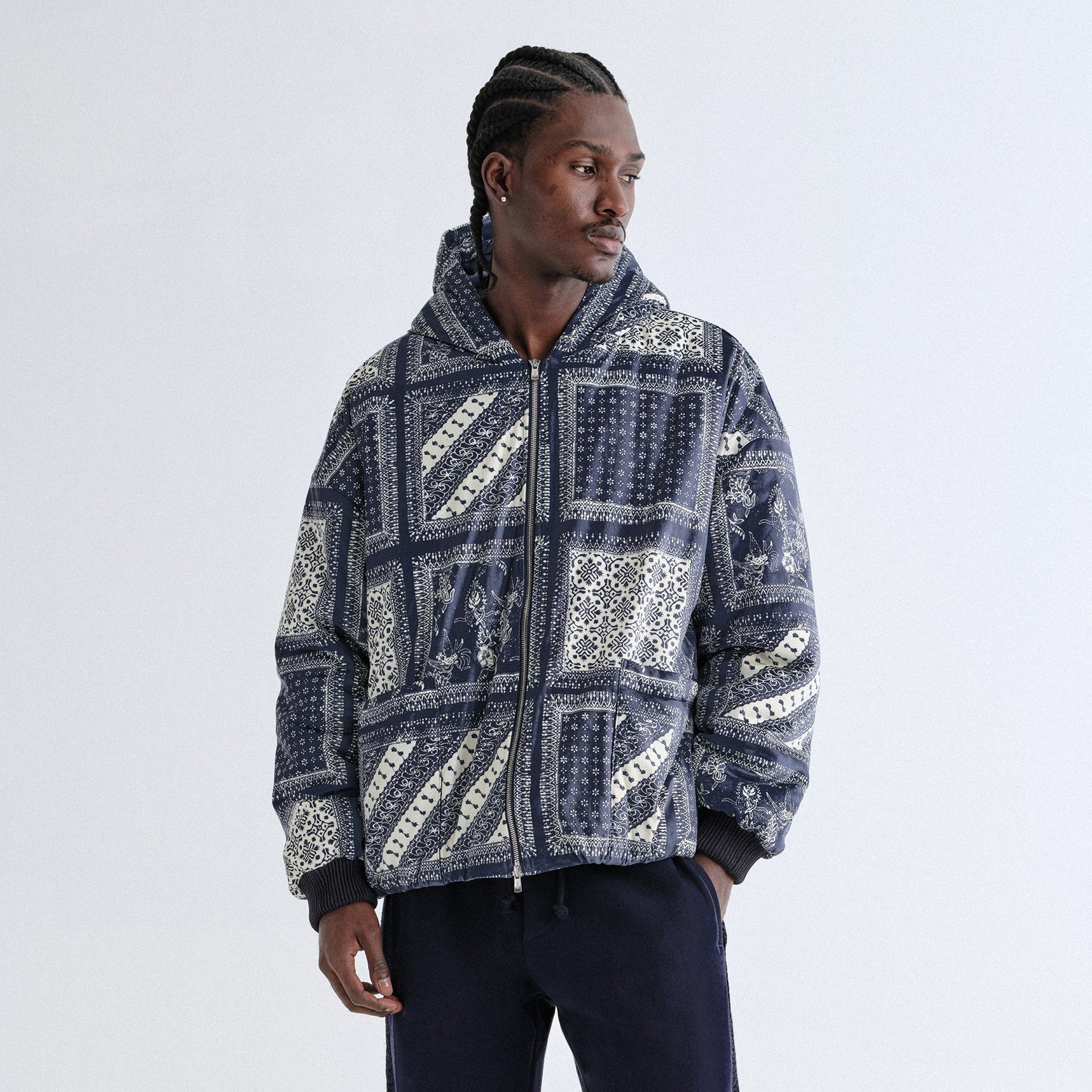 Kith Puffed Microsuede Jaysen Hoodie - Vista