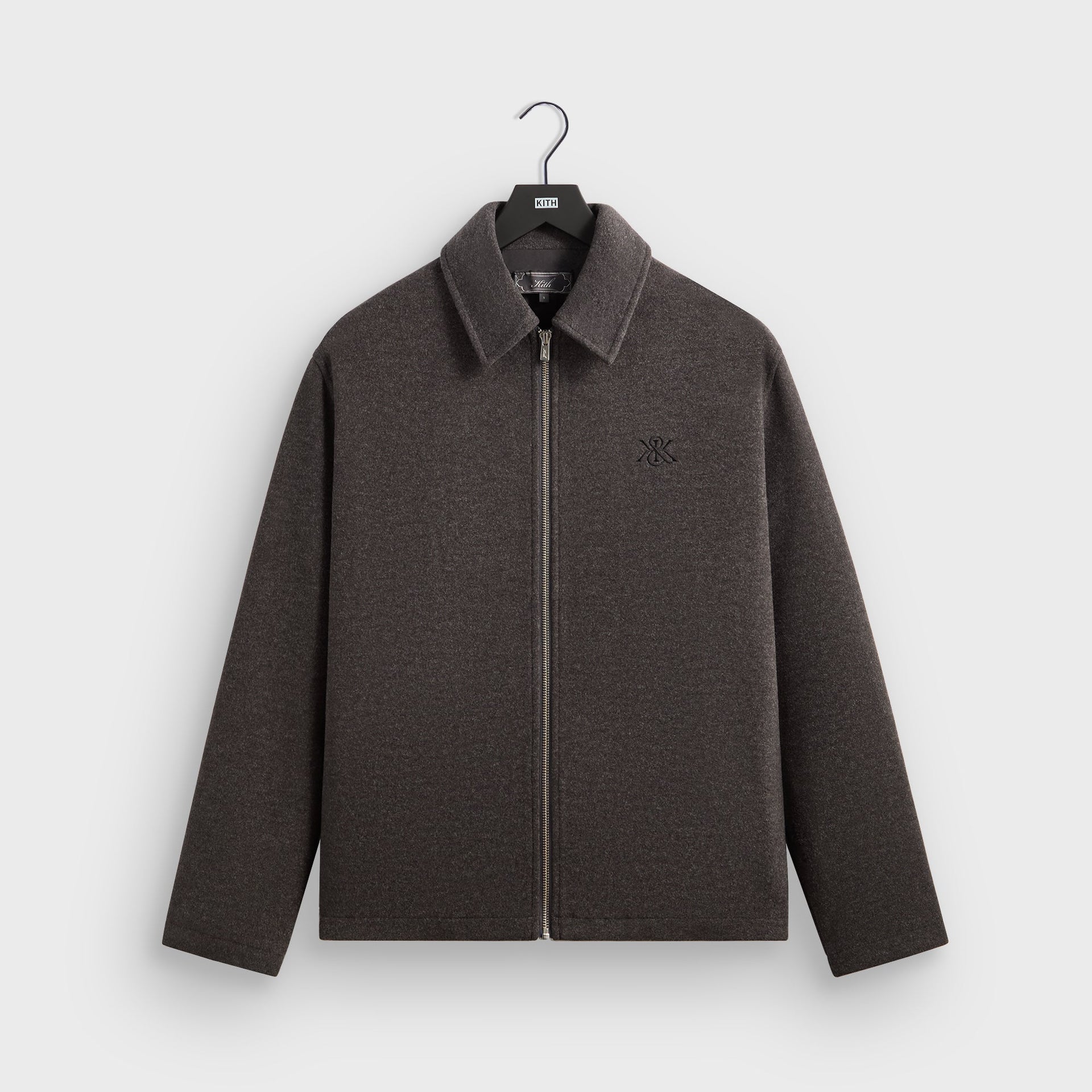 Kith Felted Jersey Lane Coaches Jacket - Heather Charcoal
