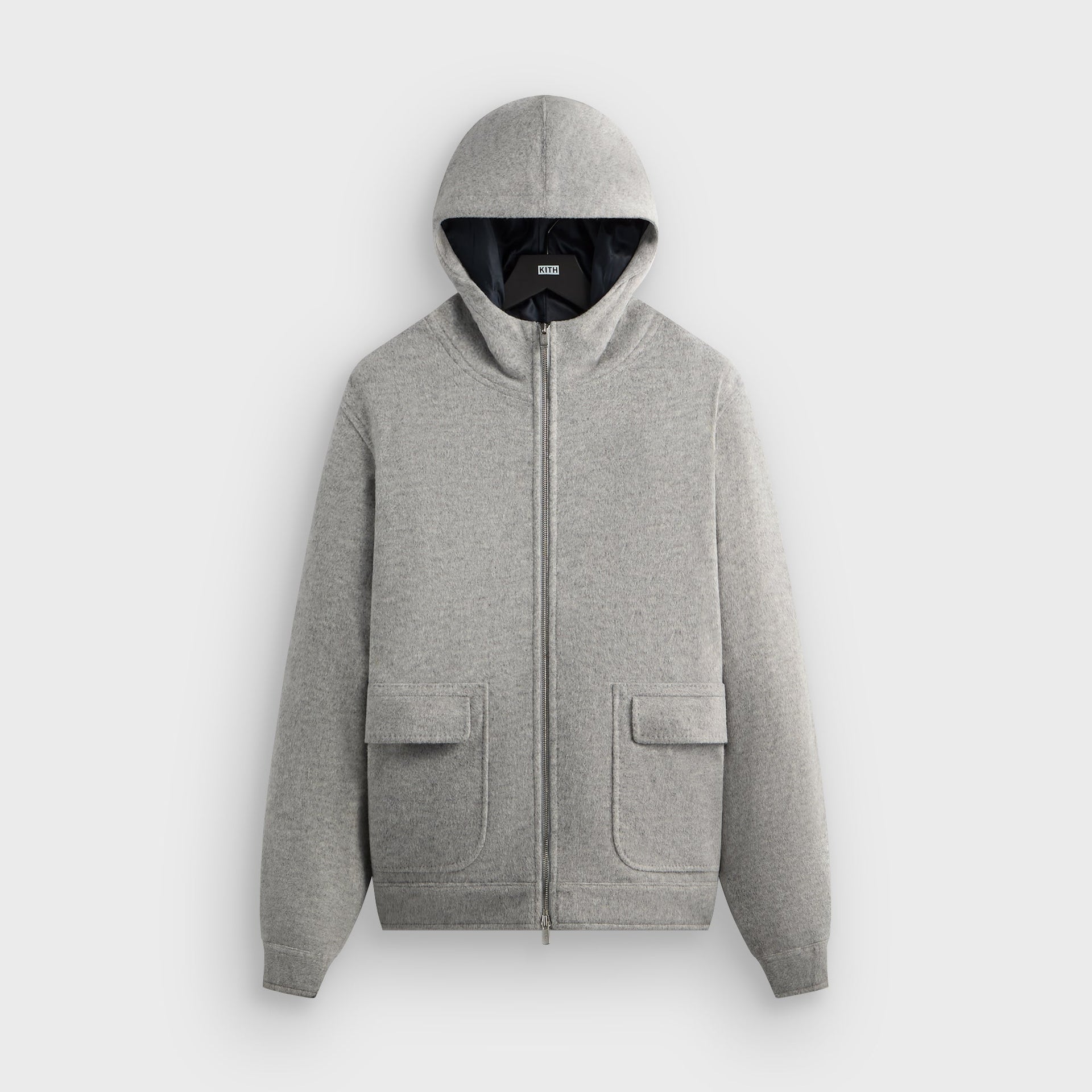 Kith Brushed Selfridge Zip Up Hoodie - Medium Heather Grey